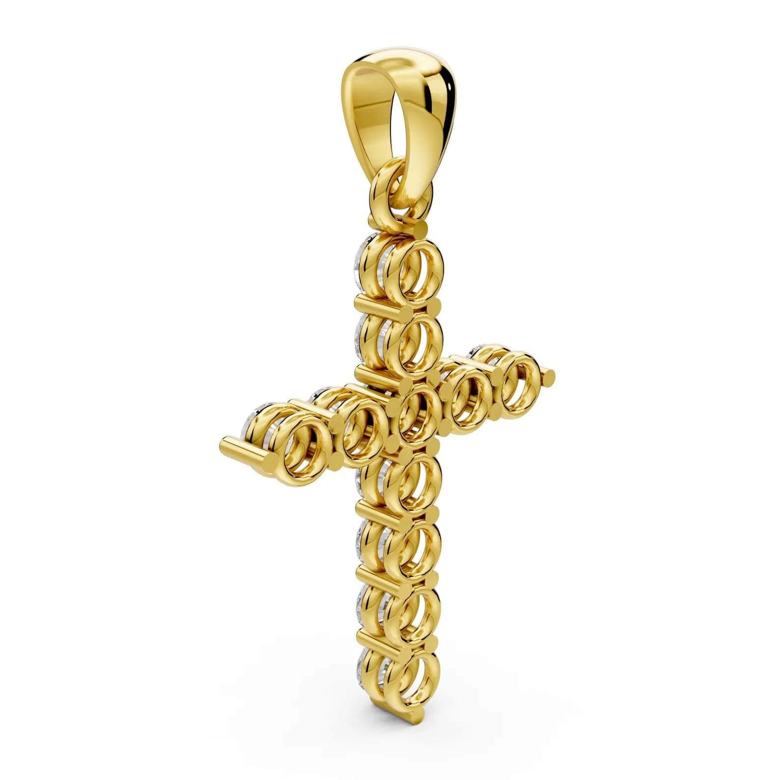 Diamond Cross Pendant Solid Gold Cross Necklace Lab Grown Diamond Everyday Cross Charm