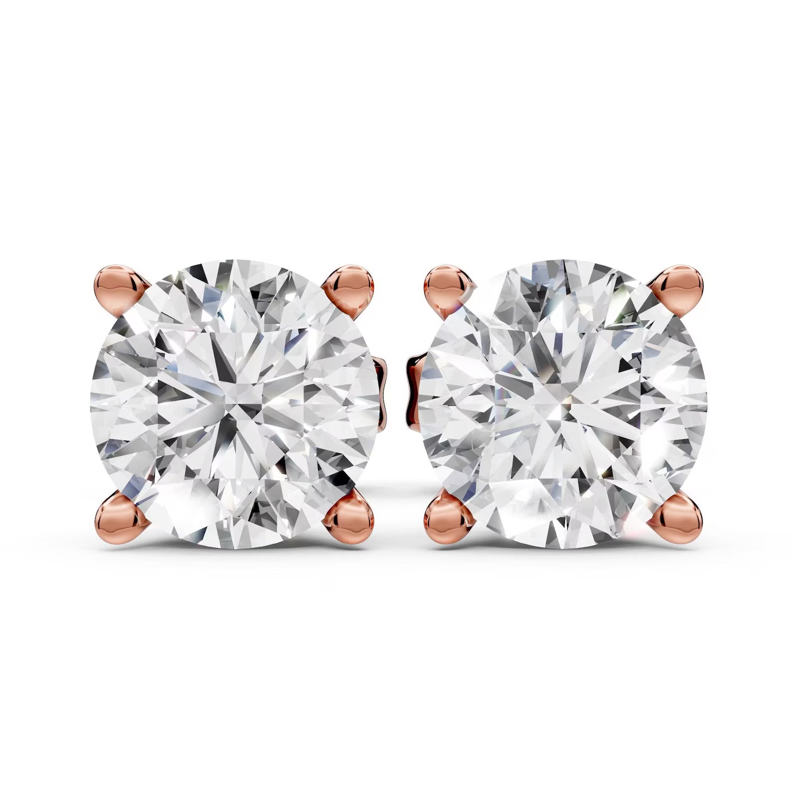 IGI Certified Round Cut Lab Grown Stud Earrings, Solid Yellow Gold Stud Earrings, Minimalist Solitaire Earrings, Everyday Diamond Earrings