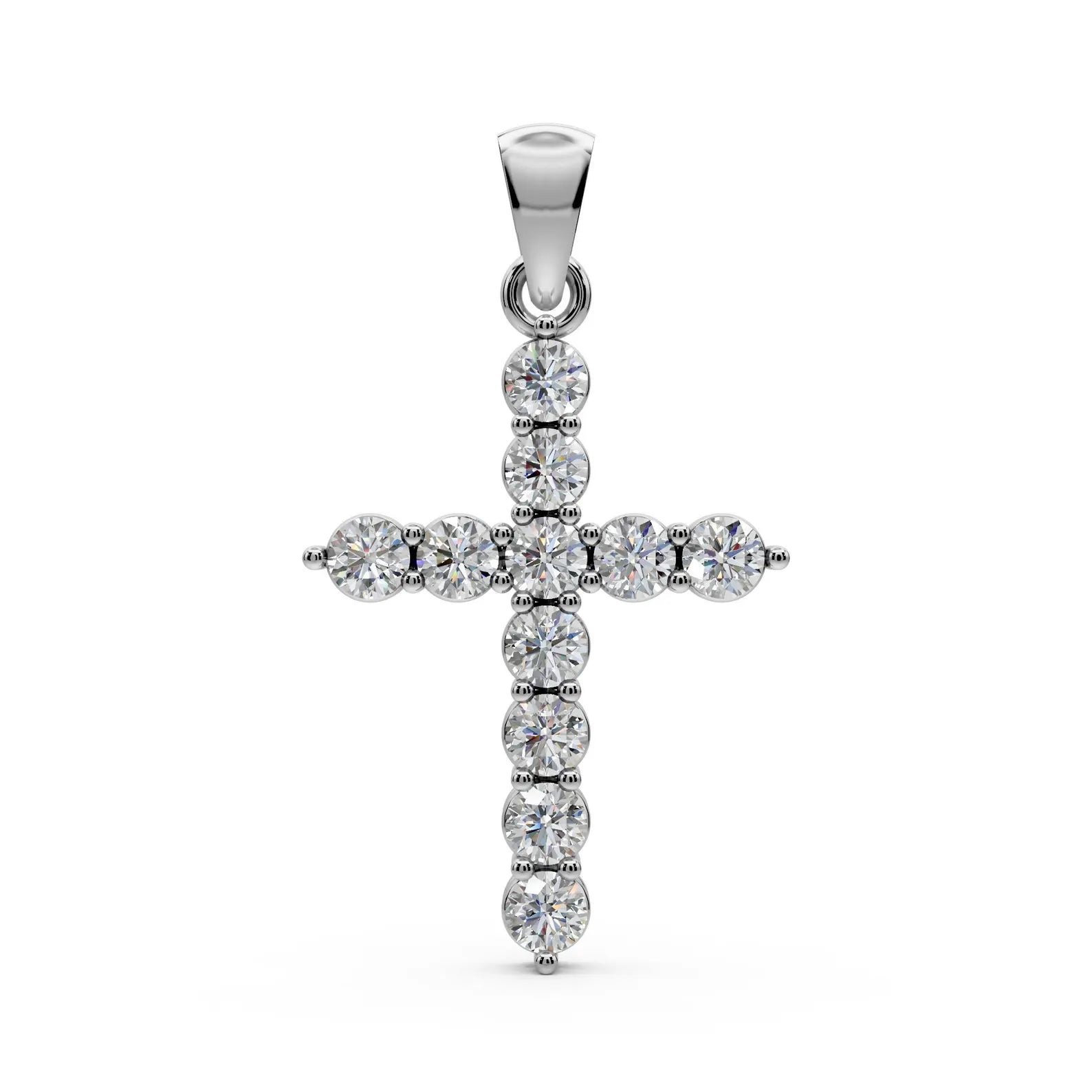 Diamond Cross Pendant Solid Gold Cross Necklace Lab Grown Diamond Everyday Cross Charm