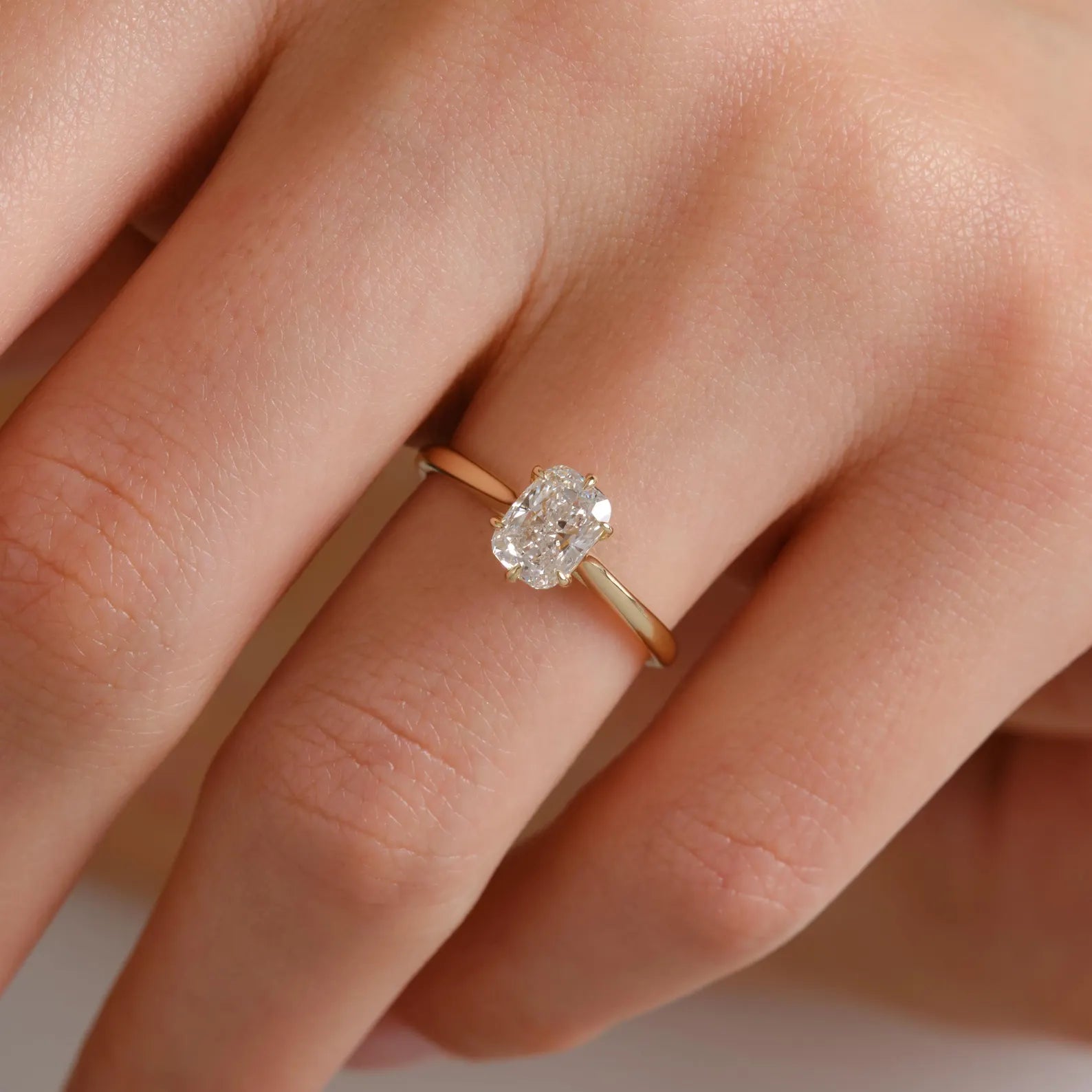 Radiant Cut Solitaire Engagement Ring, Minimalist Diamond Ring, Four Prong Promise Ring, Dainty Bridal Ring, Proposal Jewelry Gift