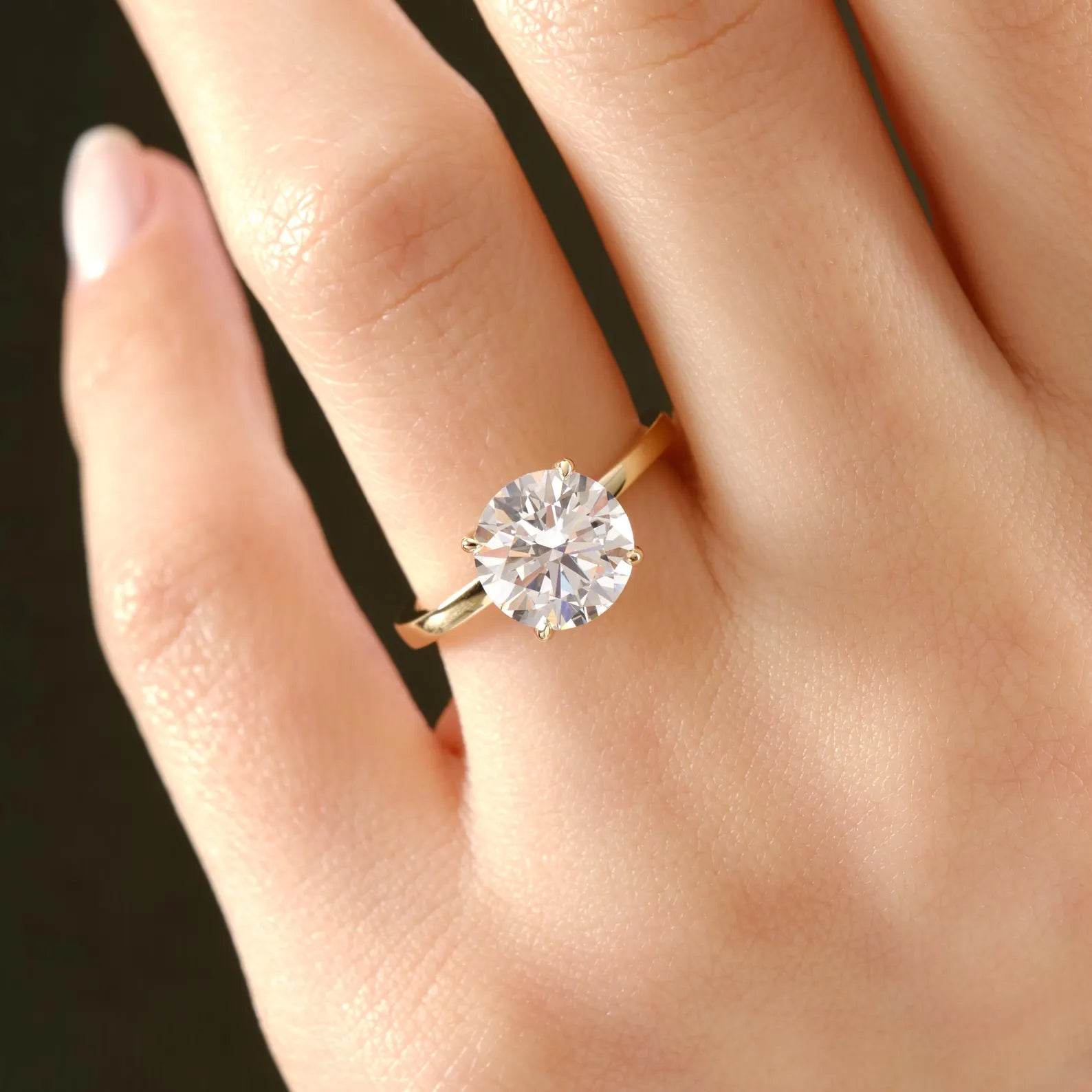 Round Cut Lab Grown Diamond Engagement Ring, Yellow Gold Solitaire Ring, IGI Certified Diamond , Proposal Ring, Round Cut Engagement Ring