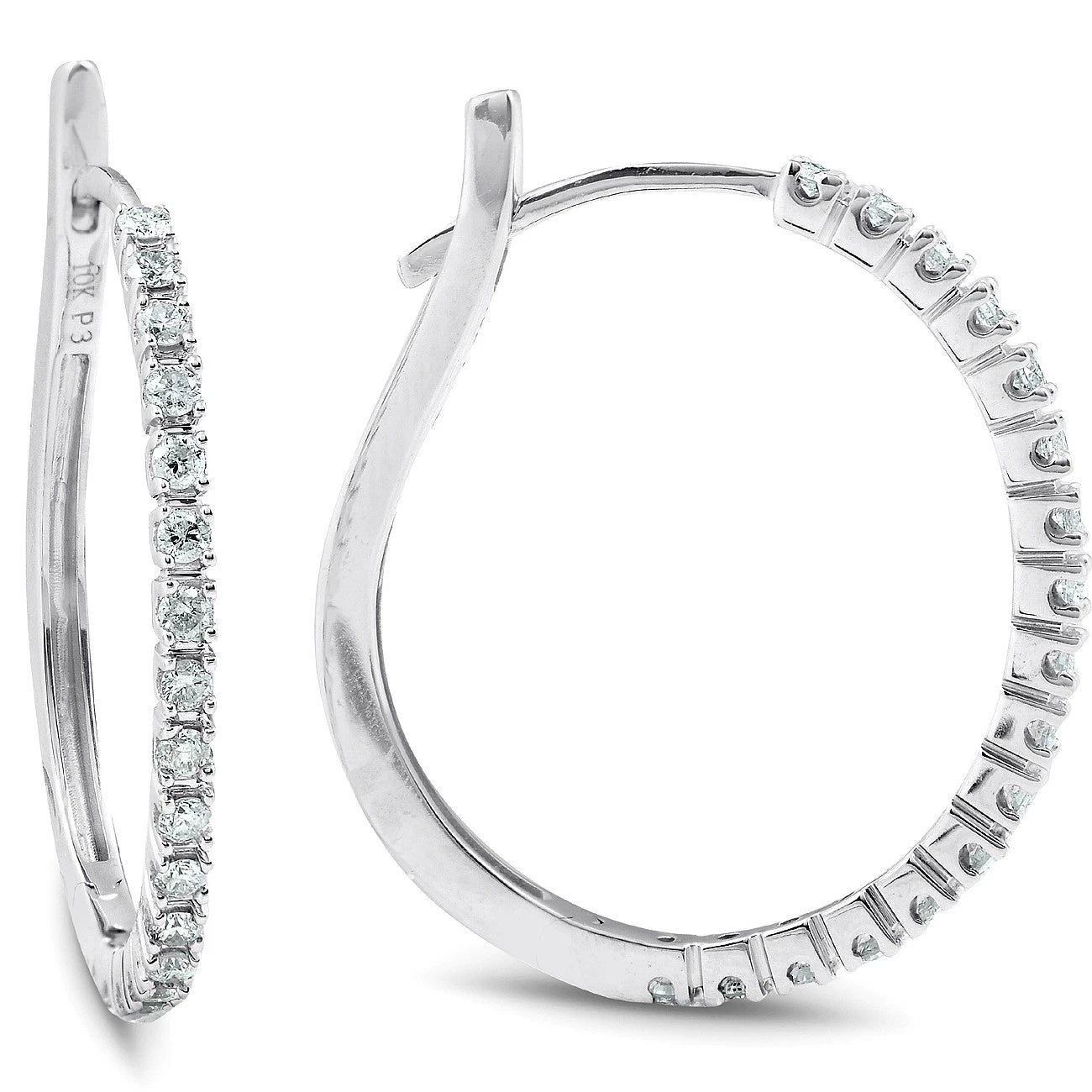 Round Brilliant Cut Lab Grown Diamond Hoop Earrings | Inside Out Diamond Hoops | Gold Diamond Hoop Earrings | Anniversary Gift