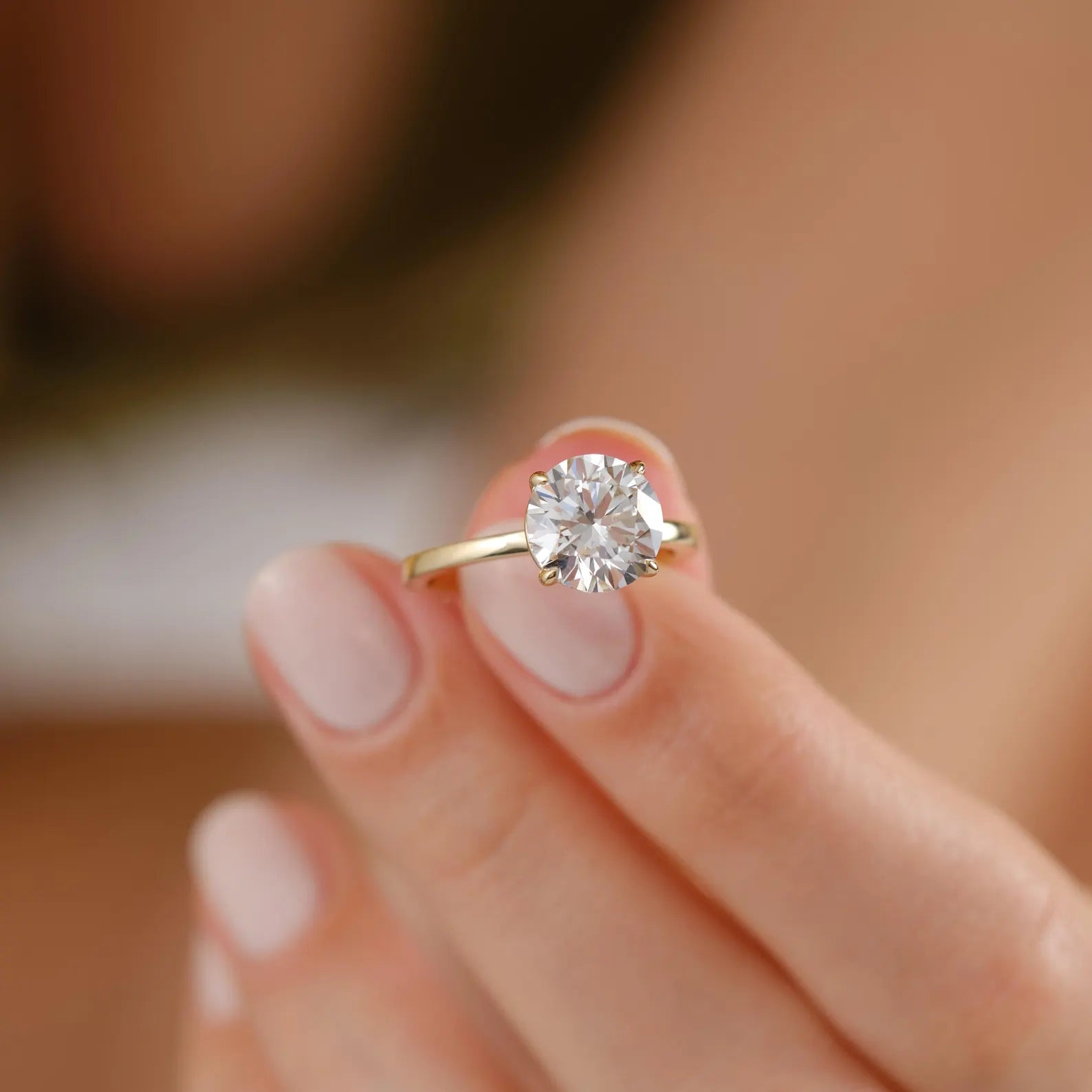 Round Cut Lab Grown Diamond Engagement Ring, Yellow Gold Solitaire Ring, IGI Certified Diamond , Proposal Ring, Round Cut Engagement Ring