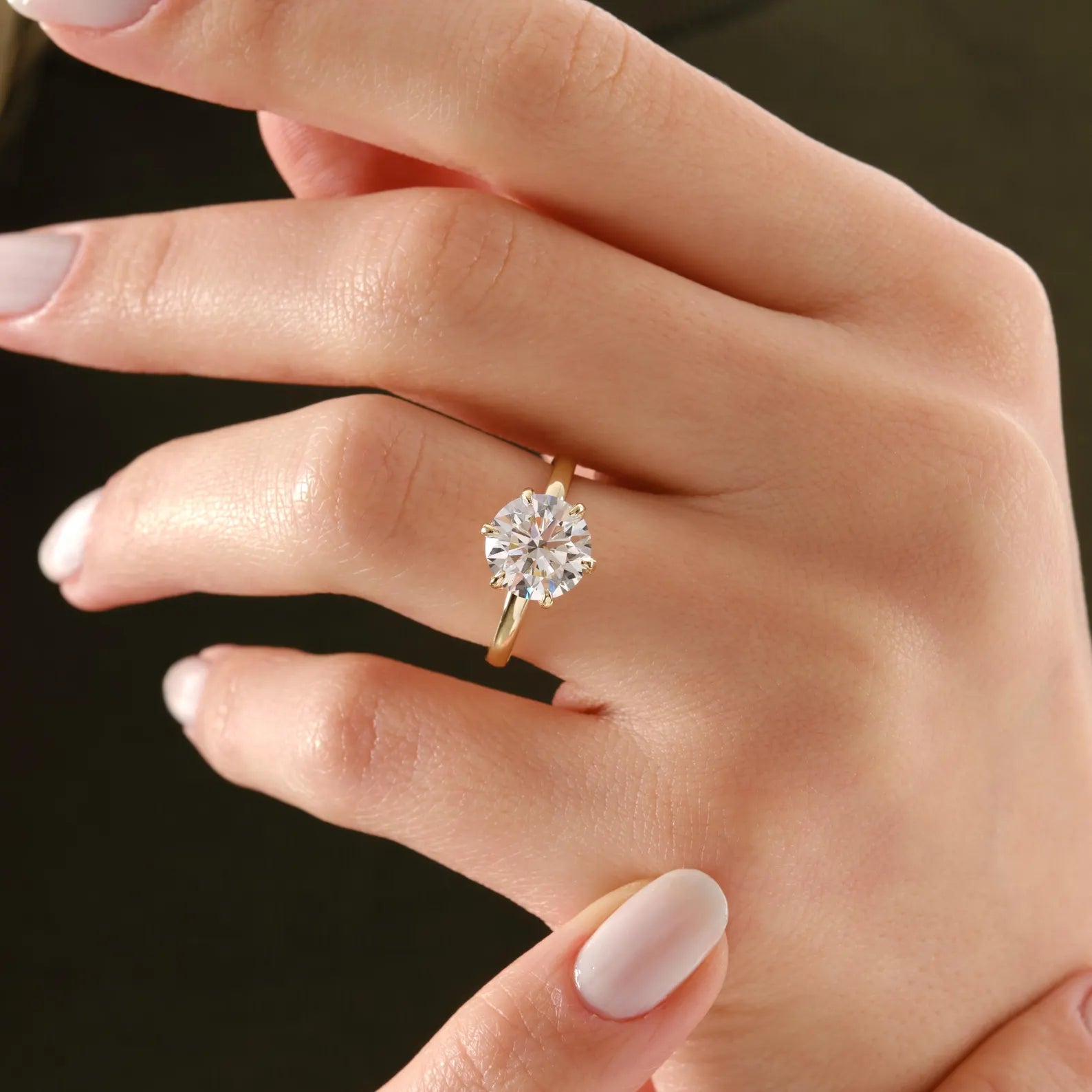 Round Cut Lab Grown Diamond Solitaire Engagement Ring, Classic Six Prong Diamond Ring, Minimalist Proposal Ring, Bridal Jewelry