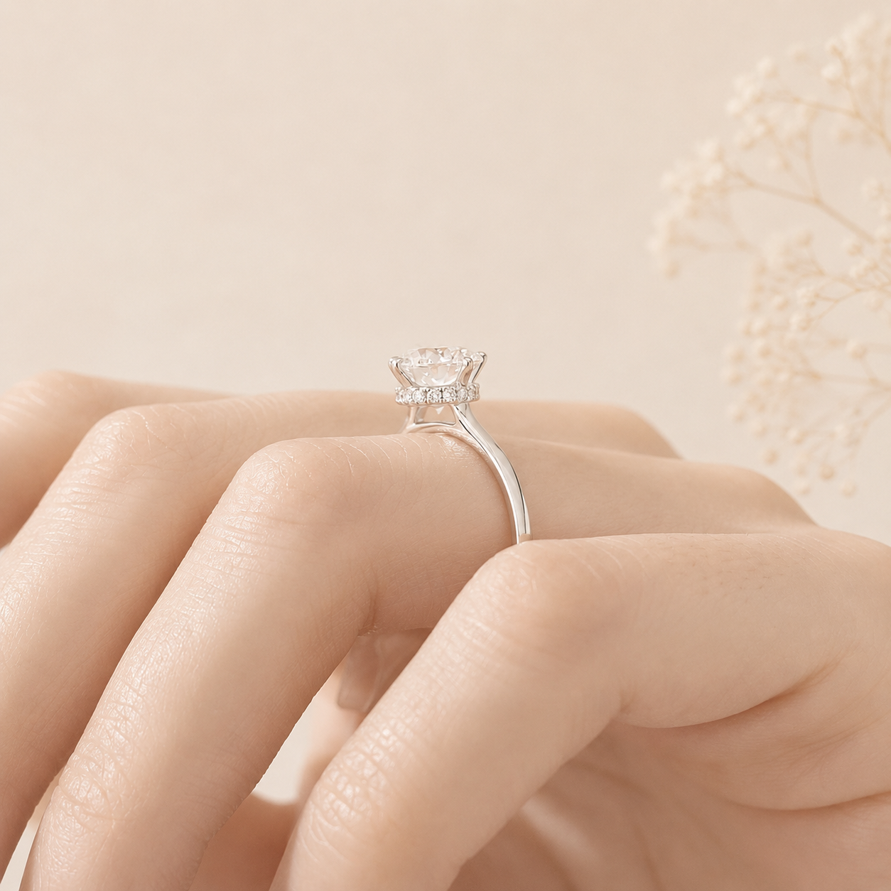 Round Cut Lab Grown Diamond Engagement Ring, Solitaire Diamond Ring, Classic Round Brilliant Ring, 6 Prong Wedding Ring
