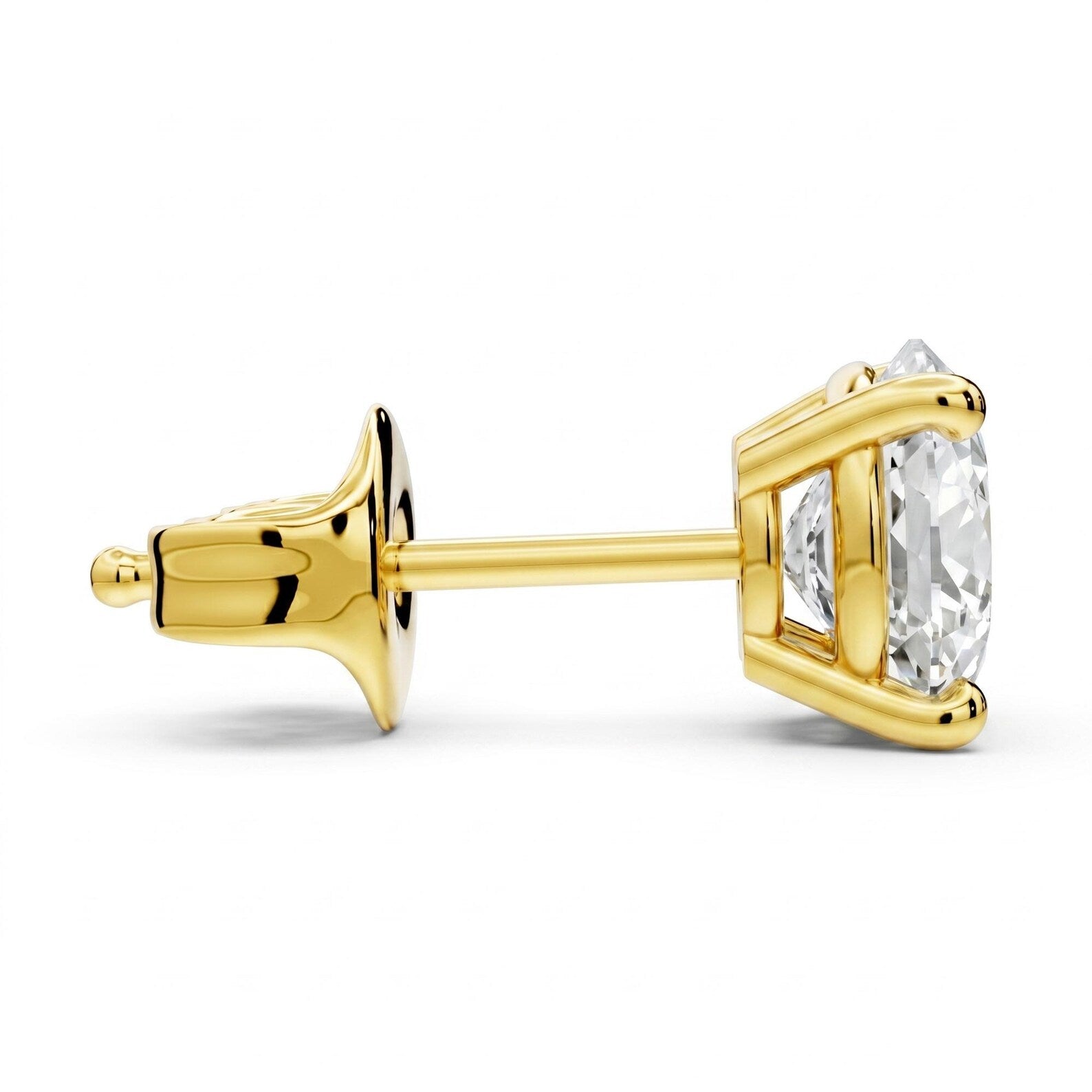 Oval Cut Lab Grown Diamond Stud Earrings, Yellow Gold Solitaire Studs, Oval Diamond Earrings, Minimalist Gift for Her