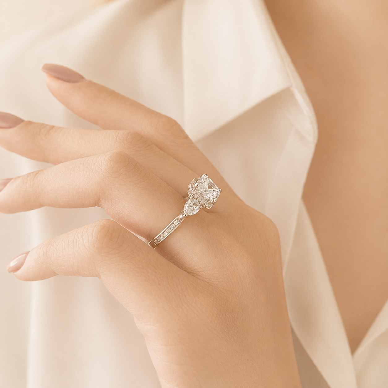 Round Diamond Engagement Ring, Infinity Twist Solitaire Ring, Lab Grown Diamond Ring, White Gold Proposal Ring, Bridal Jewelry