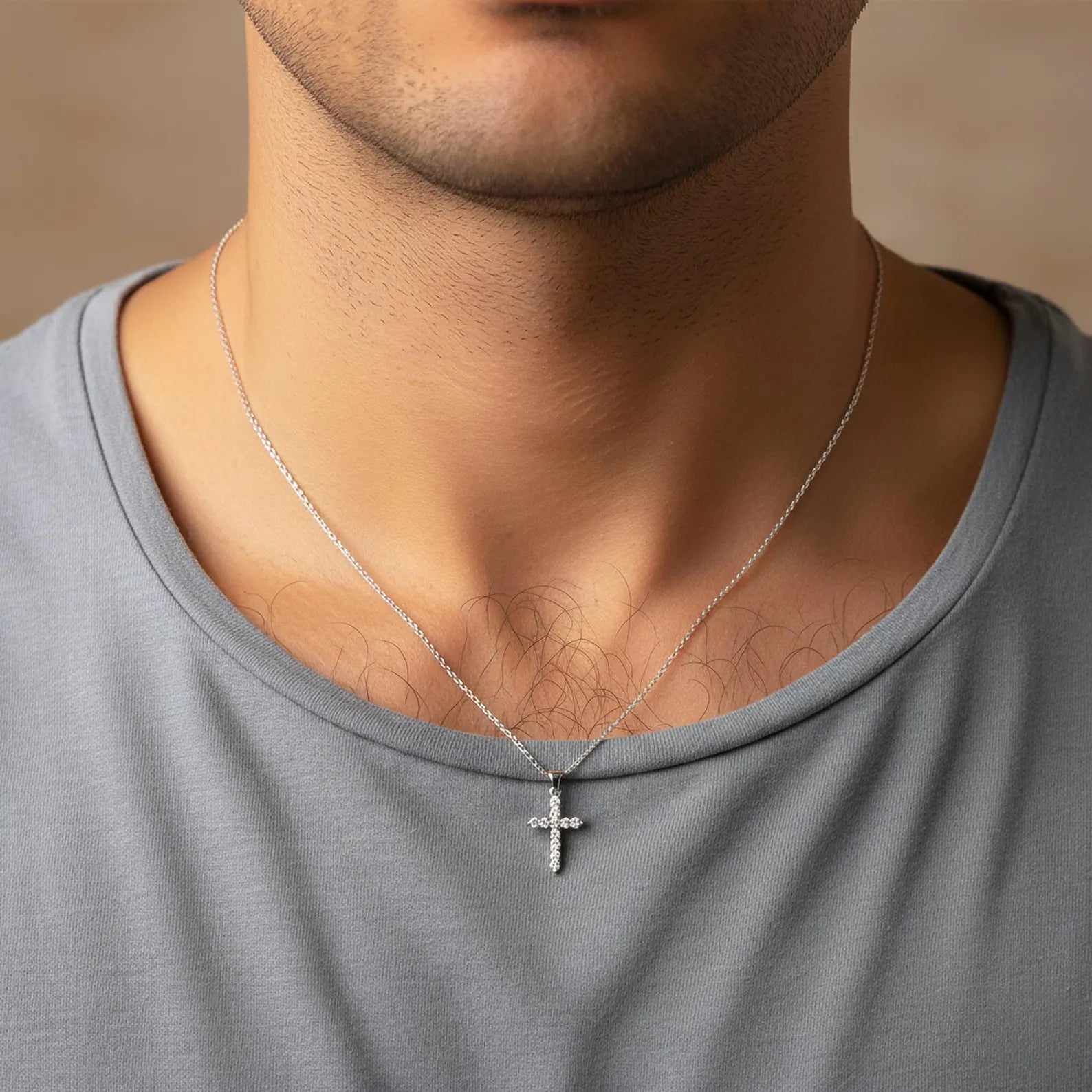 Diamond Cross Pendant Solid Gold Cross Necklace Lab Grown Diamond Everyday Cross Charm