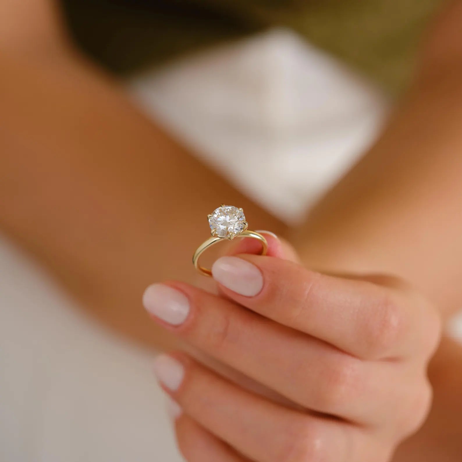 Round Cut Lab Grown Diamond Solitaire Engagement Ring, Classic Six Prong Diamond Ring, Minimalist Proposal Ring, Bridal Jewelry