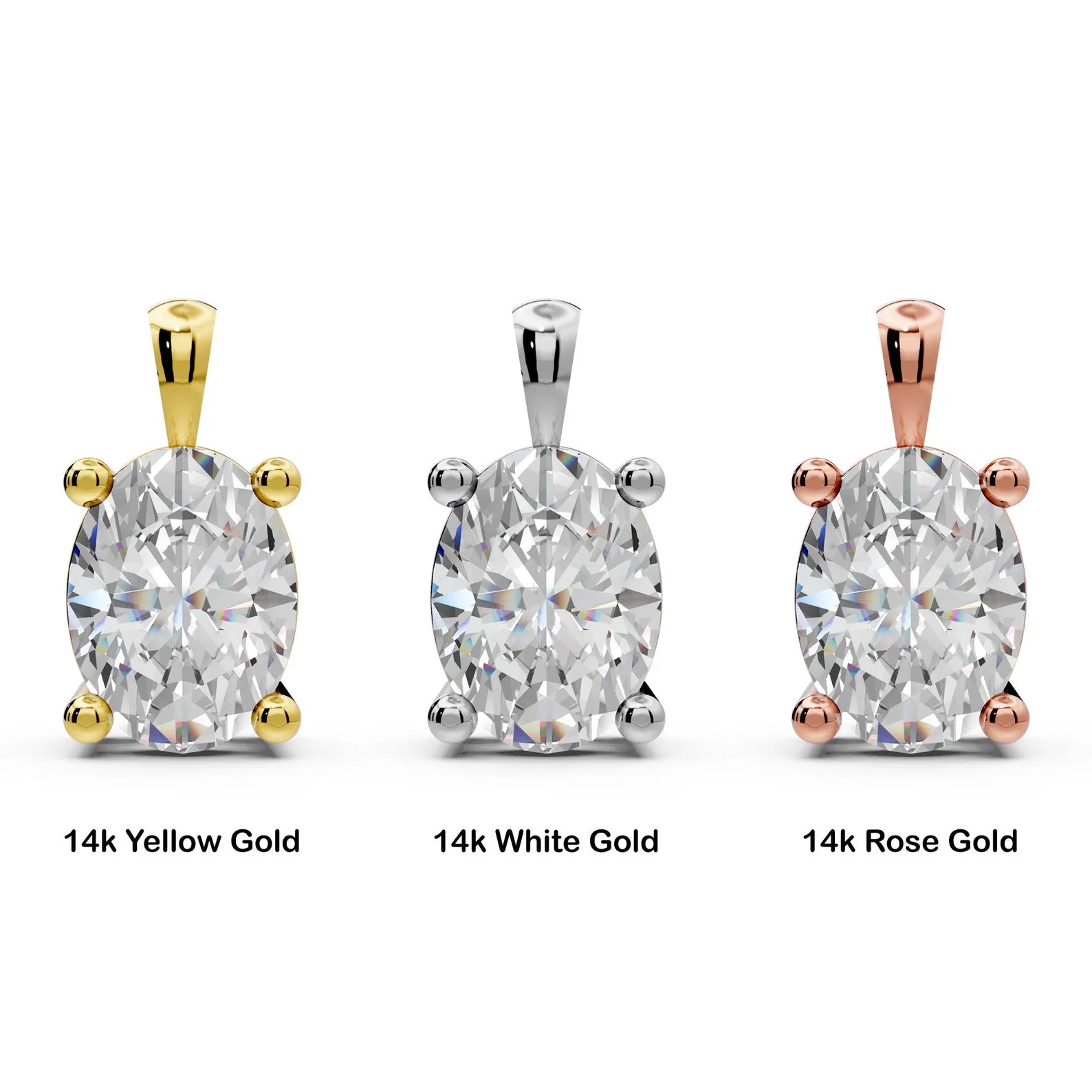 1 Ct Oval Lab Grown Diamond Pendant, Yellow Gold Solitaire Necklace, IGI Certified Diamond Pendant, Minimalist Gift for Her