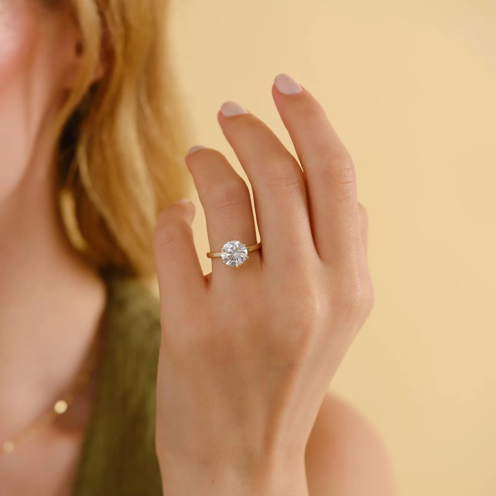 Round Cut Lab Grown Diamond Solitaire Engagement Ring, Classic Six Prong Diamond Ring, Minimalist Proposal Ring, Bridal Jewelry