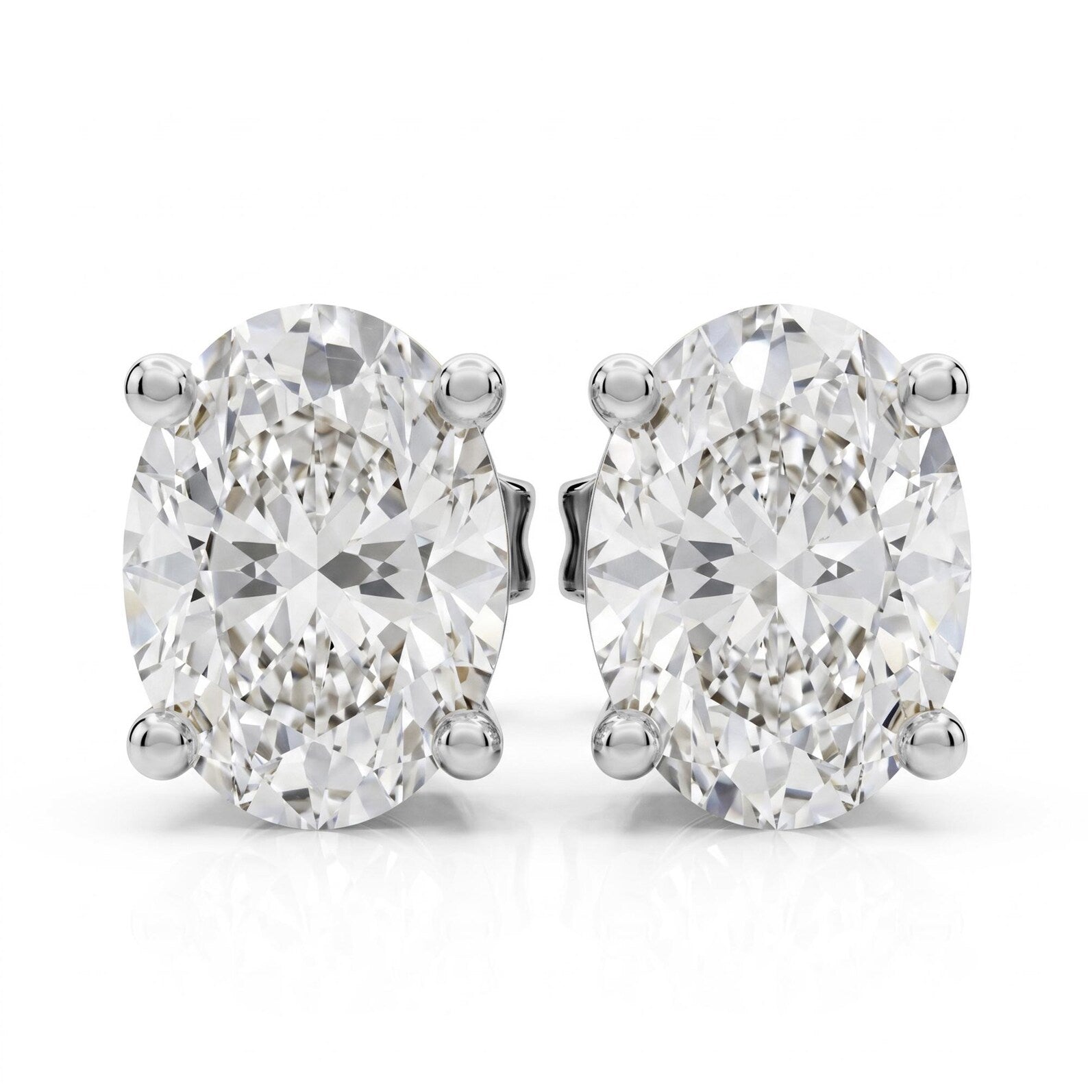 Oval Cut Lab Grown Diamond Stud Earrings, Yellow Gold Solitaire Studs, Oval Diamond Earrings, Minimalist Gift for Her