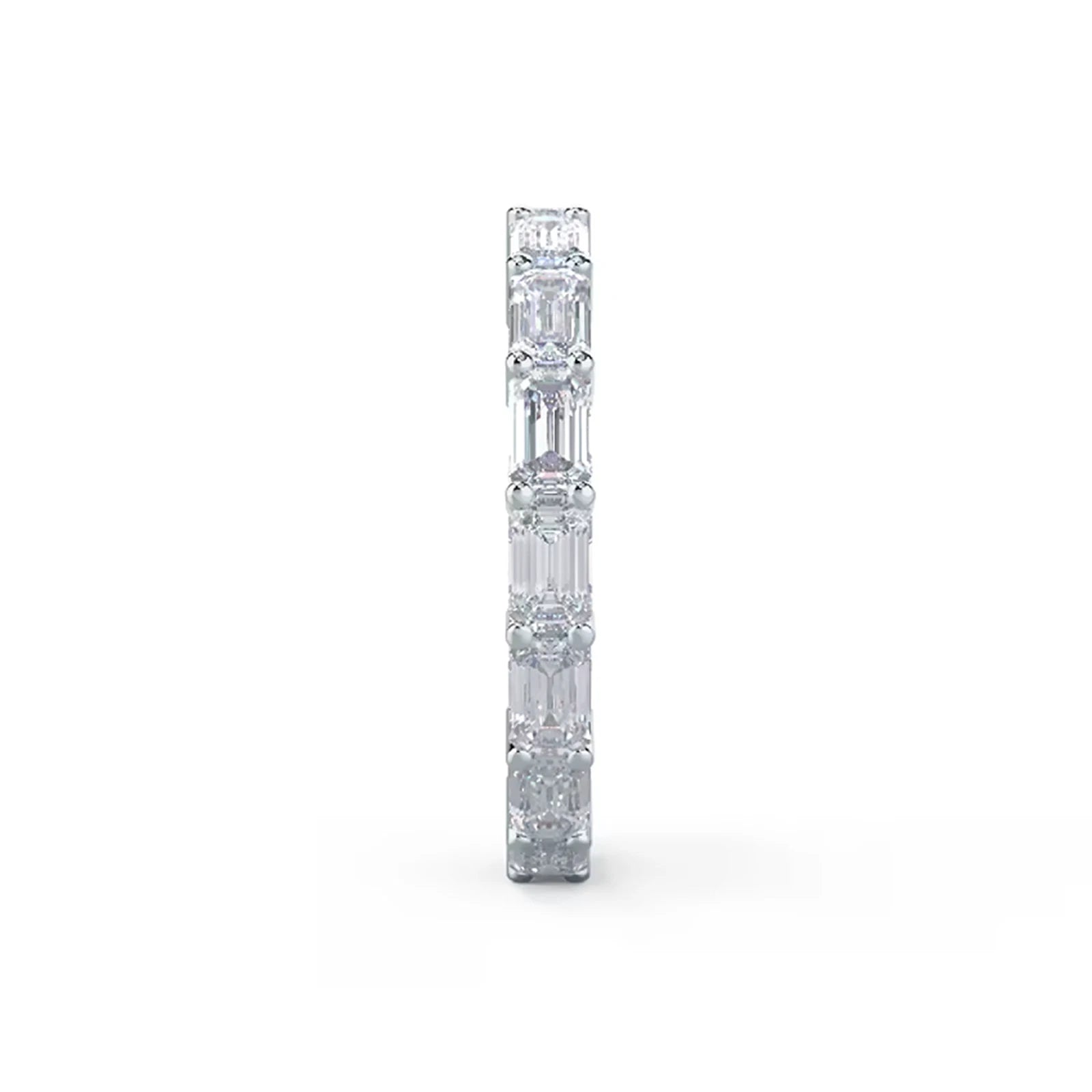 Emerald & Round Lab Diamond Eternity Band, Full Eternity Wedding Ring, White Gold Anniversary Band, Stacking Ring