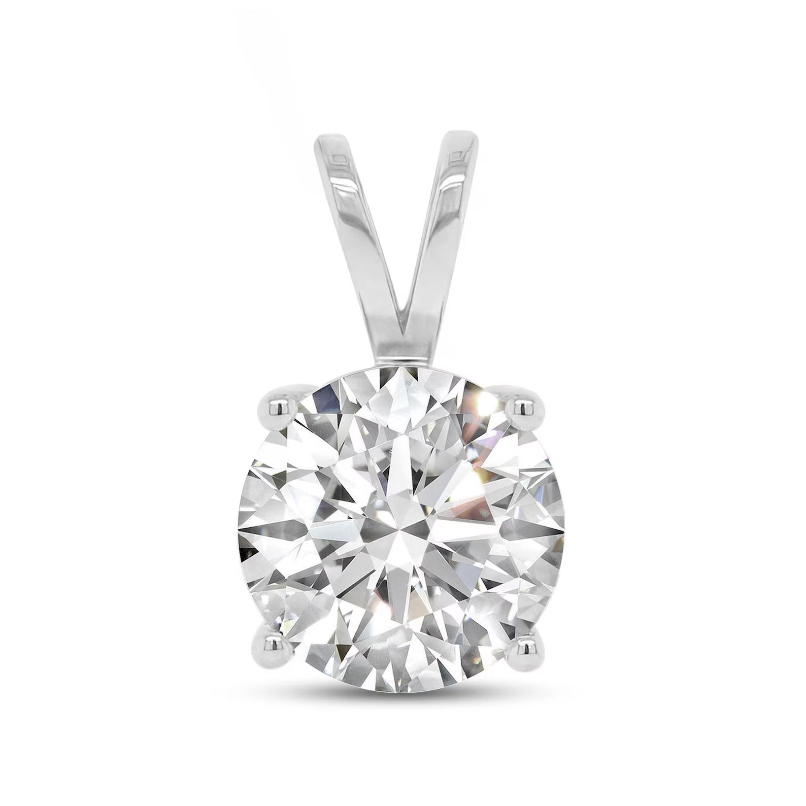 Round Cut Solitaire Diamond Pendant, Solid Gold Diamond Necklace, Minimalist Diamond Pendant, Everyday Fine Jewelry