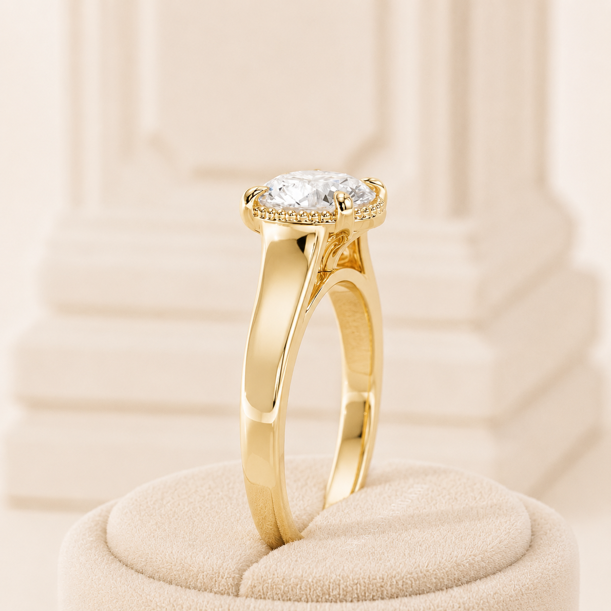 Round Diamond Engagement Ring, Cathedral Solitaire Ring, Lab Grown Diamond Ring, Yellow Gold Engagement Ring, Round Brilliant Ring