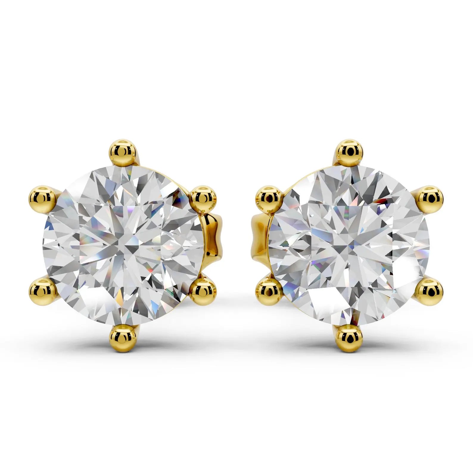 Lab Grown Diamond Stud Earrings 18k Solid Gold 6 Prong Diamond Earrings Women VS1 Clarity IGI Certified