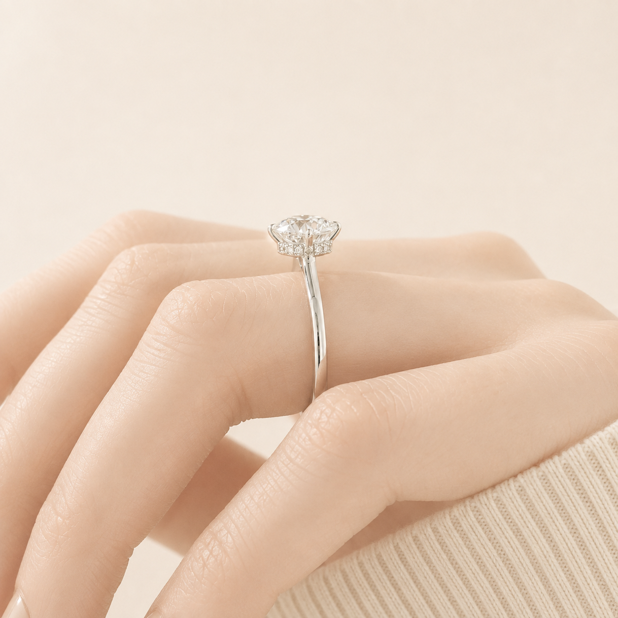 Round Cut Lab Grown Diamond Engagement Ring, Solitaire Diamond Ring, Classic Round Brilliant Ring, 6 Prong Wedding Ring
