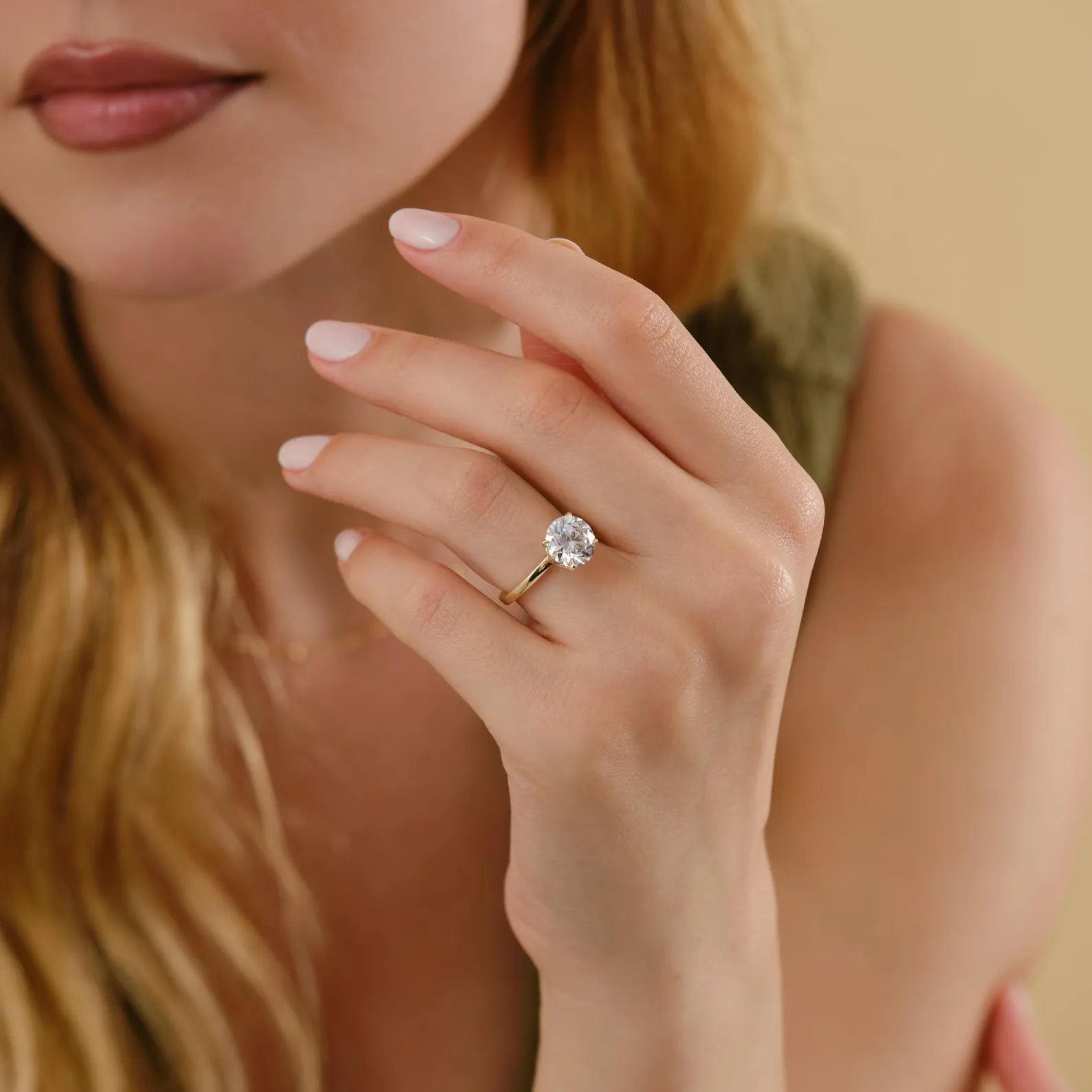 Round Cut Lab Grown Diamond Engagement Ring, Yellow Gold Solitaire Ring, IGI Certified Diamond , Proposal Ring, Round Cut Engagement Ring