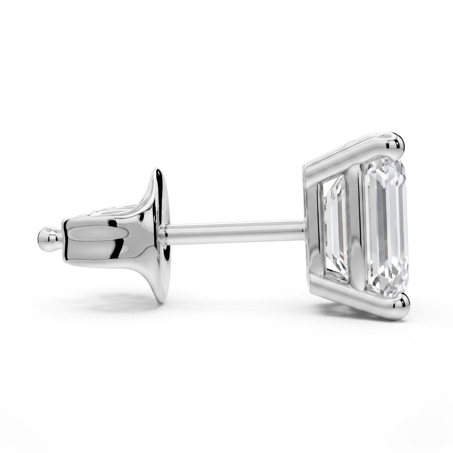 IGI Certified Emerald Cut Diamond Stud Earrings, Gold Solitaire Studs, Emerald Cut Lab Grown Earrings, Minimalist Wedding Earrings, Gift for Her