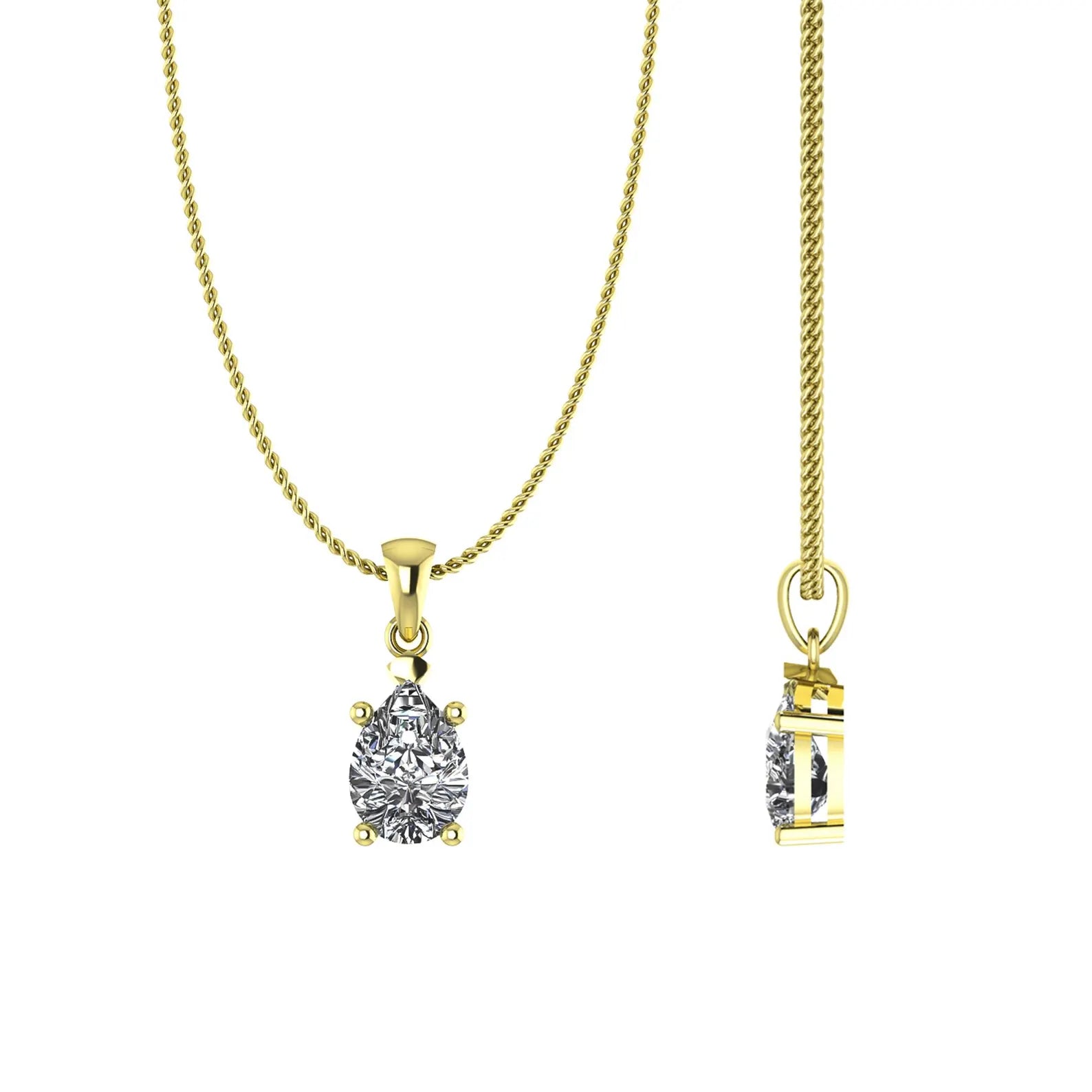 Pear Cut Solitaire Diamond Pendant, Solid Gold Diamond Necklace, Minimalist Diamond Pendant, Everyday Fine Jewelry