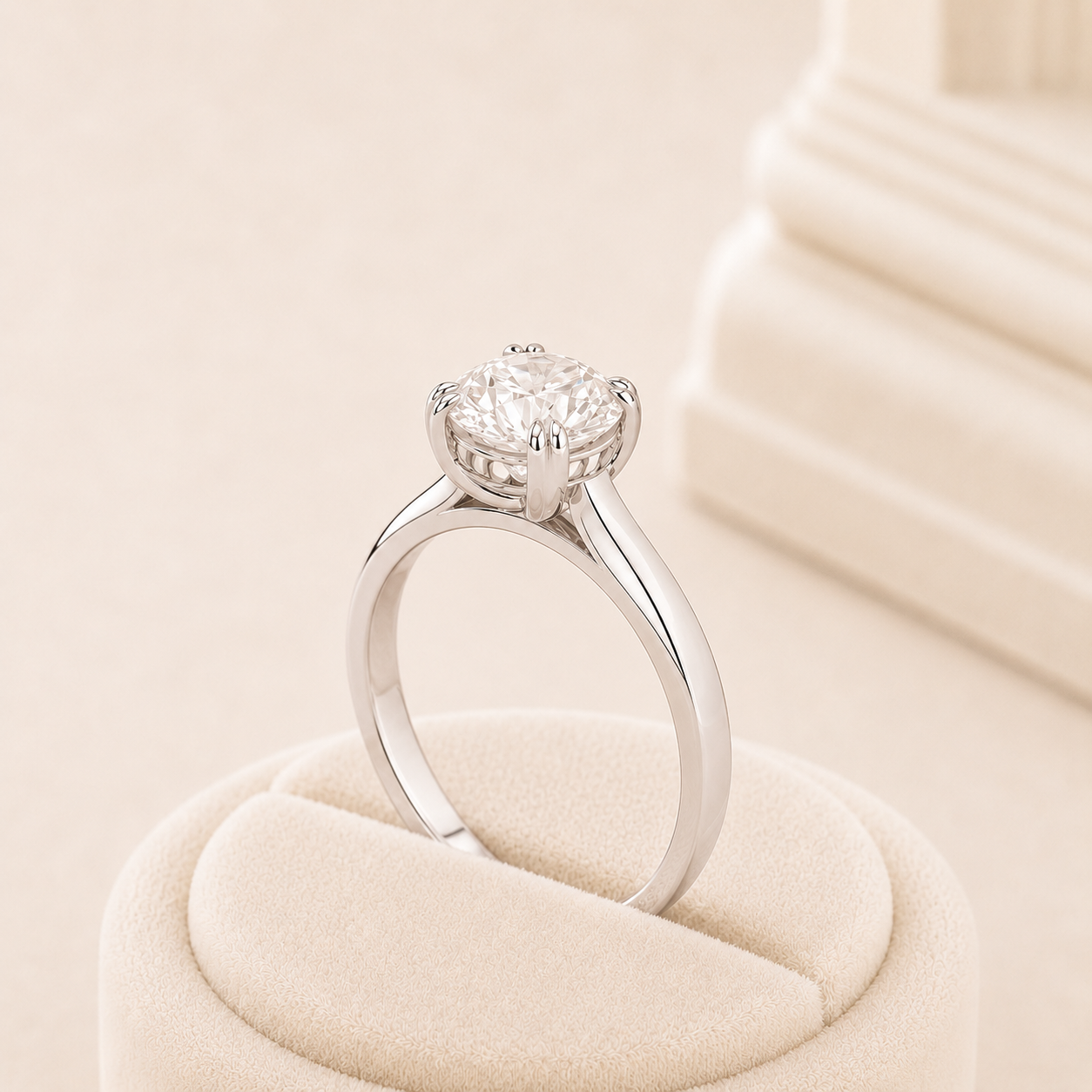 Round Cushion Diamond Solitaire Engagement Ring, Yellow Gold Lab Grown Diamond Ring, Classic Proposal Ring, Minimalist Bridal Ring