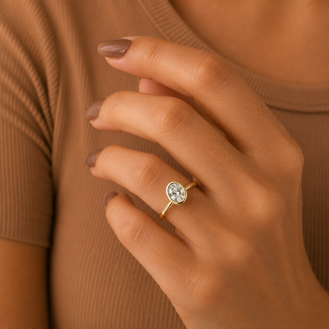 Round Brilliant Cut Solitaire Ring, Gold Round Diamond Ring, Minimalist Engagement Ring, Bezel Set Promise Ring, Dainty Wedding Ring