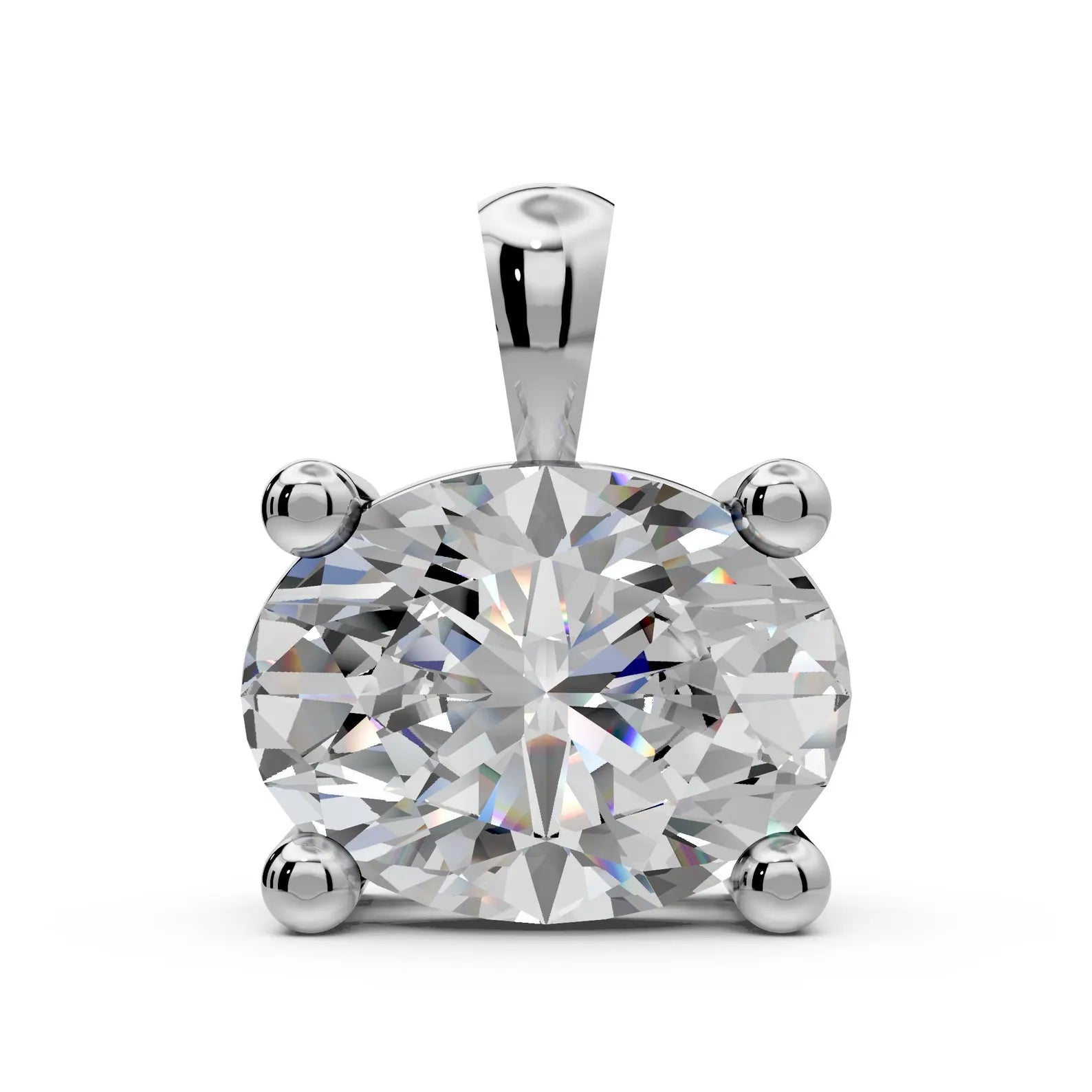 East West Oval Cut Diamond Solitaire Pendant Lab Grown Diamond Pendant Bridesmaid Pendant Solid Gold Diamond Pendant