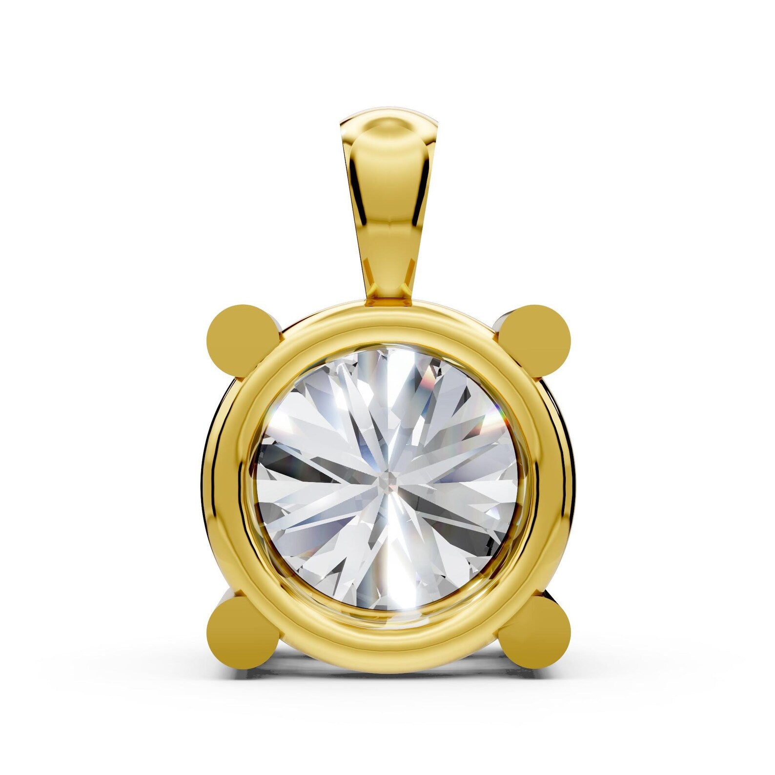 Round Diamond Solitaire Pendant Necklace Solid Gold Lab Grown Diamond Minimalist April Birthstone IGI Certified