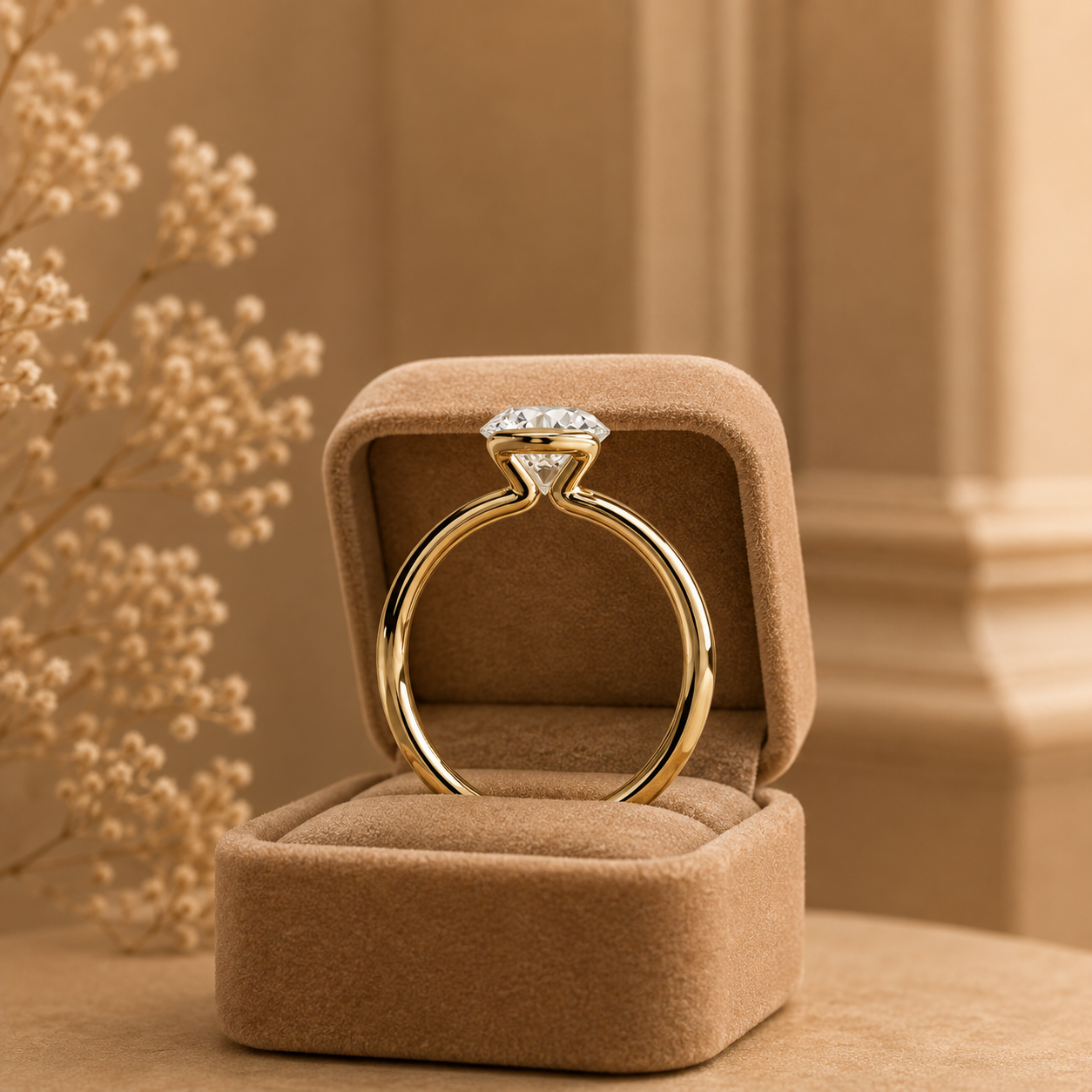 Oval Lab Grown Diamond Engagement Ring, Gold Bezel Set Ring, Minimalist Solitaire Ring, Modern Bridal Ring, Anniversary Gift for Her