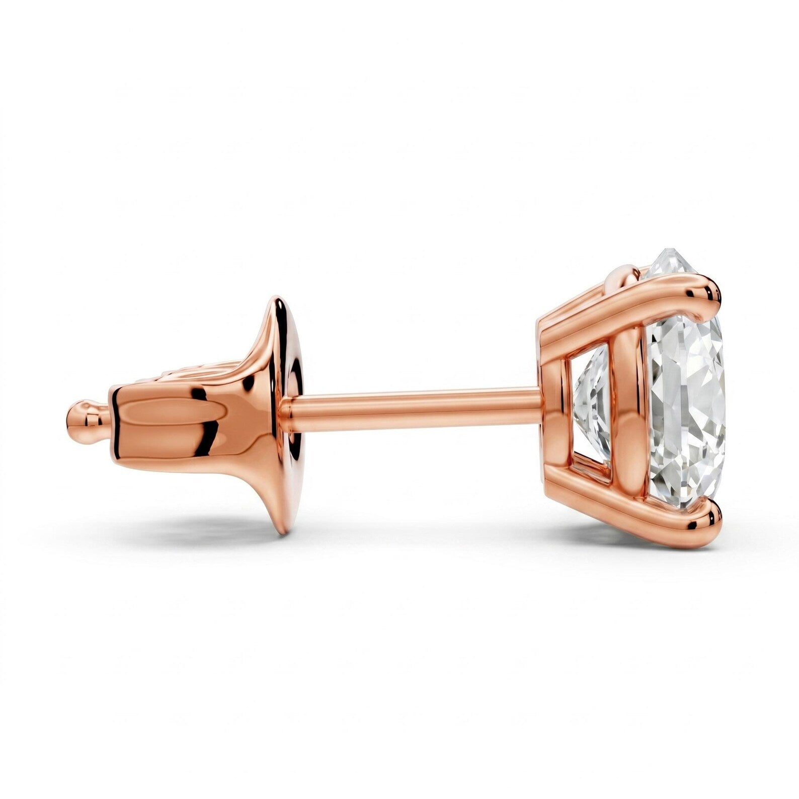 Oval Cut Lab Grown Diamond Stud Earrings, Yellow Gold Solitaire Studs, Oval Diamond Earrings, Minimalist Gift for Her