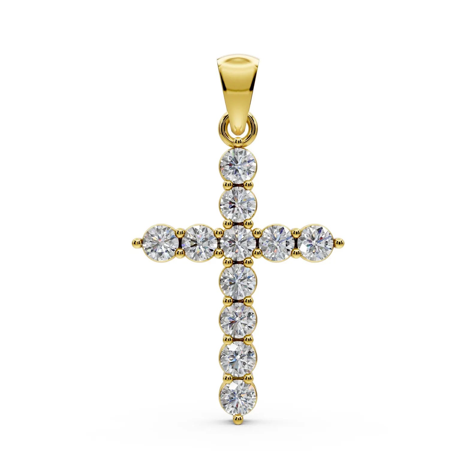 Diamond Cross Pendant Solid Gold Cross Necklace Lab Grown Diamond Everyday Cross Charm