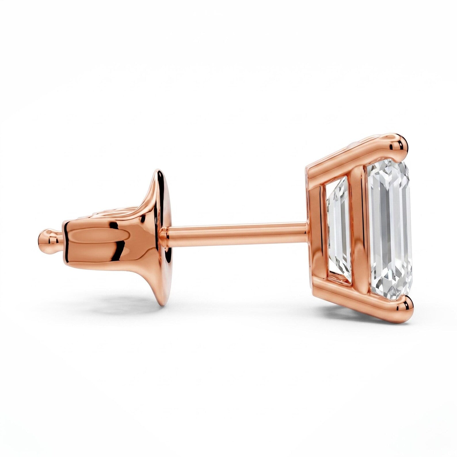 IGI Certified Emerald Cut Diamond Stud Earrings, Gold Solitaire Studs, Emerald Cut Lab Grown Earrings, Minimalist Wedding Earrings, Gift for Her