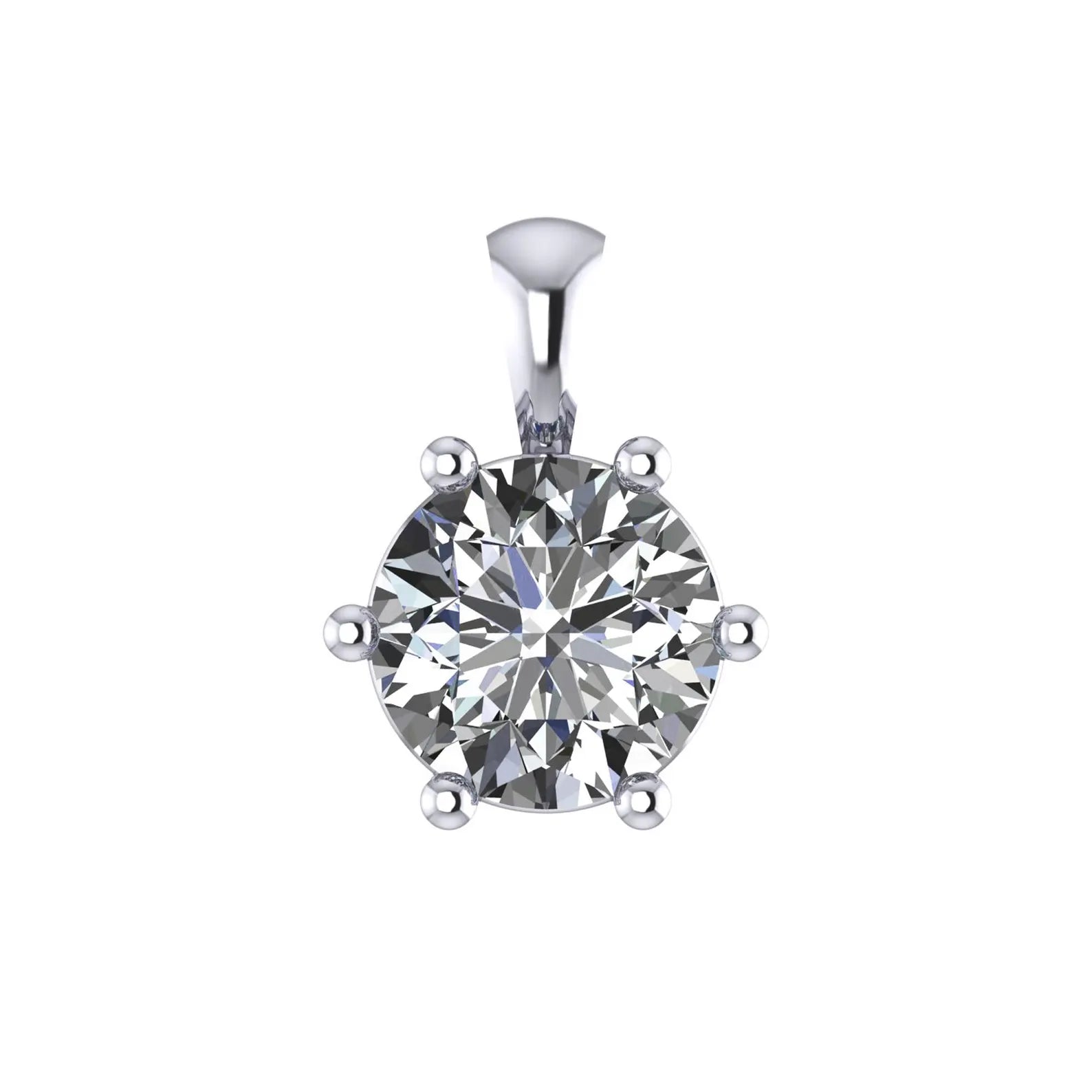 Diamond Solitaire Pendant 6 Prong Round Lab Grown Diamond Pendant Solid Gold Single Diamond Necklace Perfect Gift