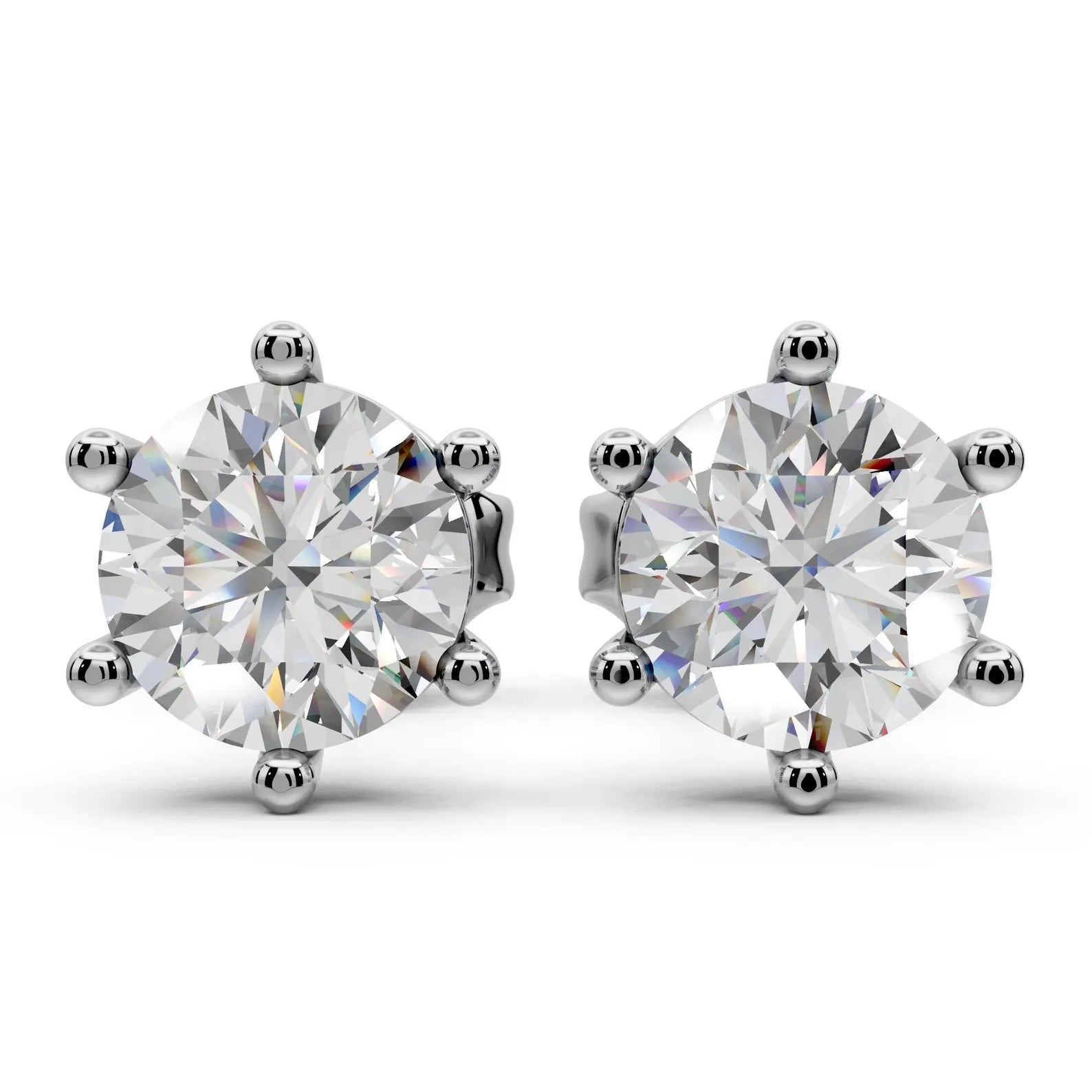 Lab Grown Diamond Stud Earrings 18k Solid Gold 6 Prong Diamond Earrings Women VS1 Clarity IGI Certified