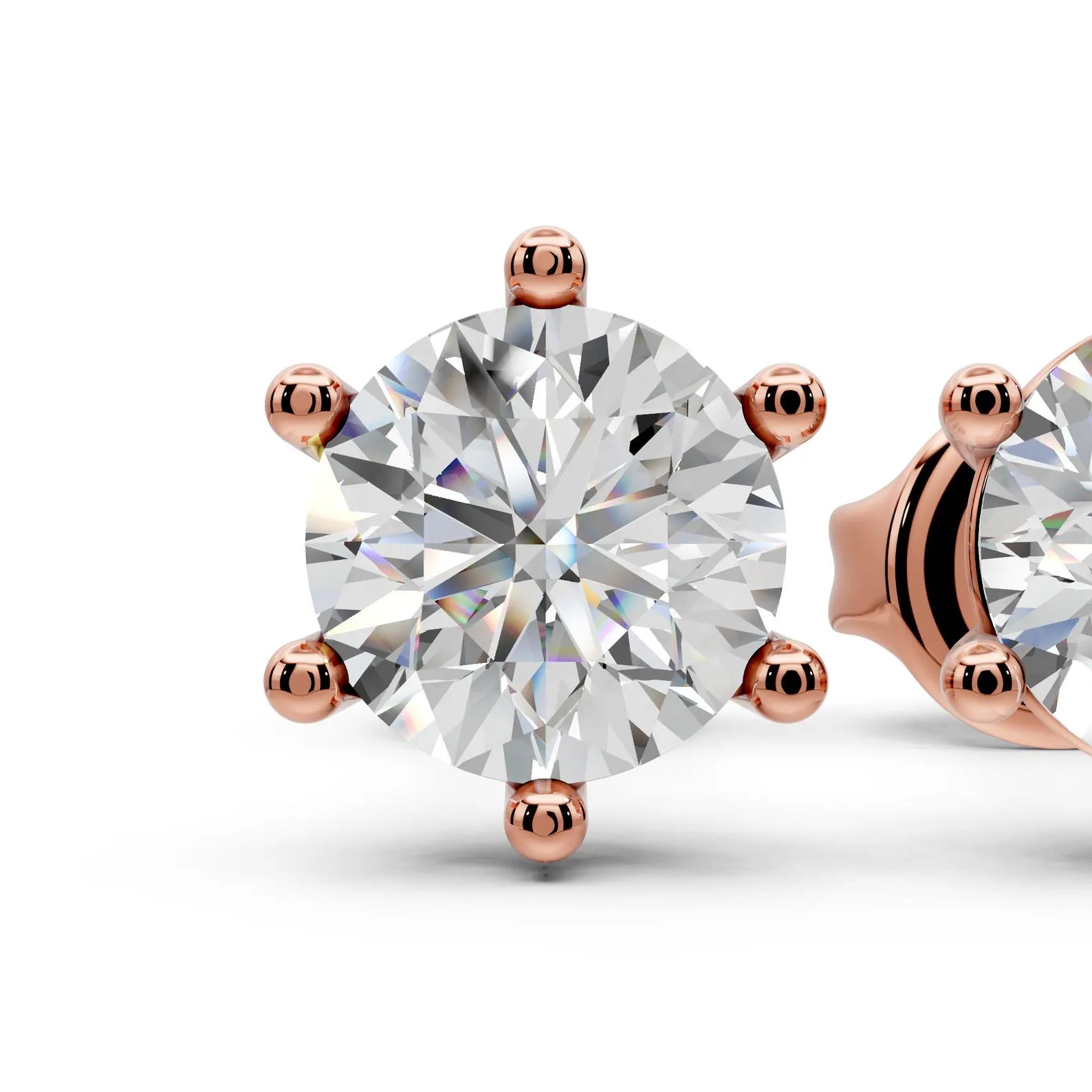 Lab Grown Diamond Stud Earrings 18k Solid Gold 6 Prong Diamond Earrings Women VS1 Clarity IGI Certified