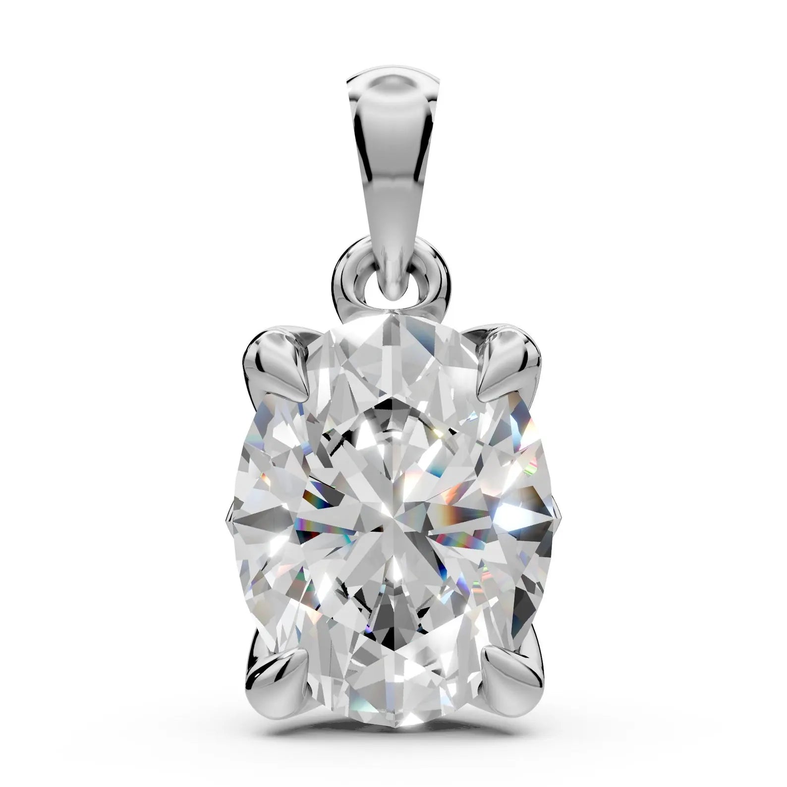 Oval Diamond Solitaire Pendant Nature Inspired Necklace Pendant in Solid Gold