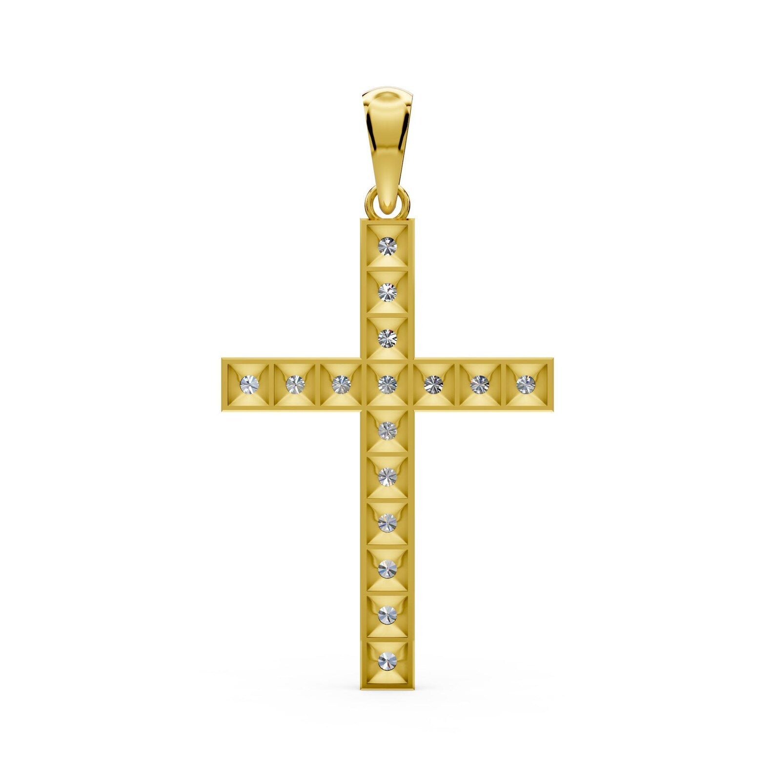 Solid Gold Diamond Cross Necklace Lab Grown Diamond Christian Pendant Religious Jewelry Baptism Necklace
