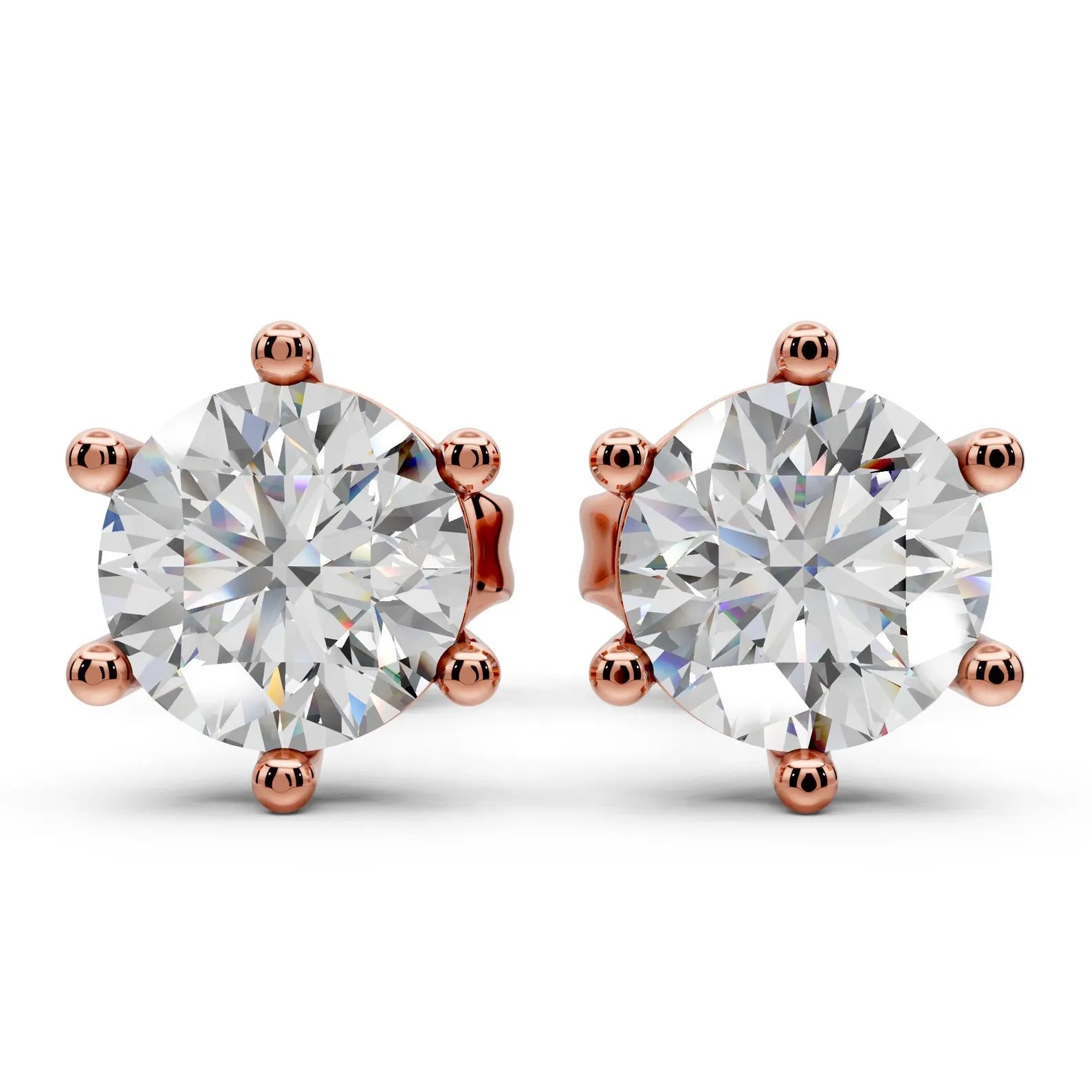 Lab Grown Diamond Stud Earrings 18k Solid Gold 6 Prong Diamond Earrings Women VS1 Clarity IGI Certified