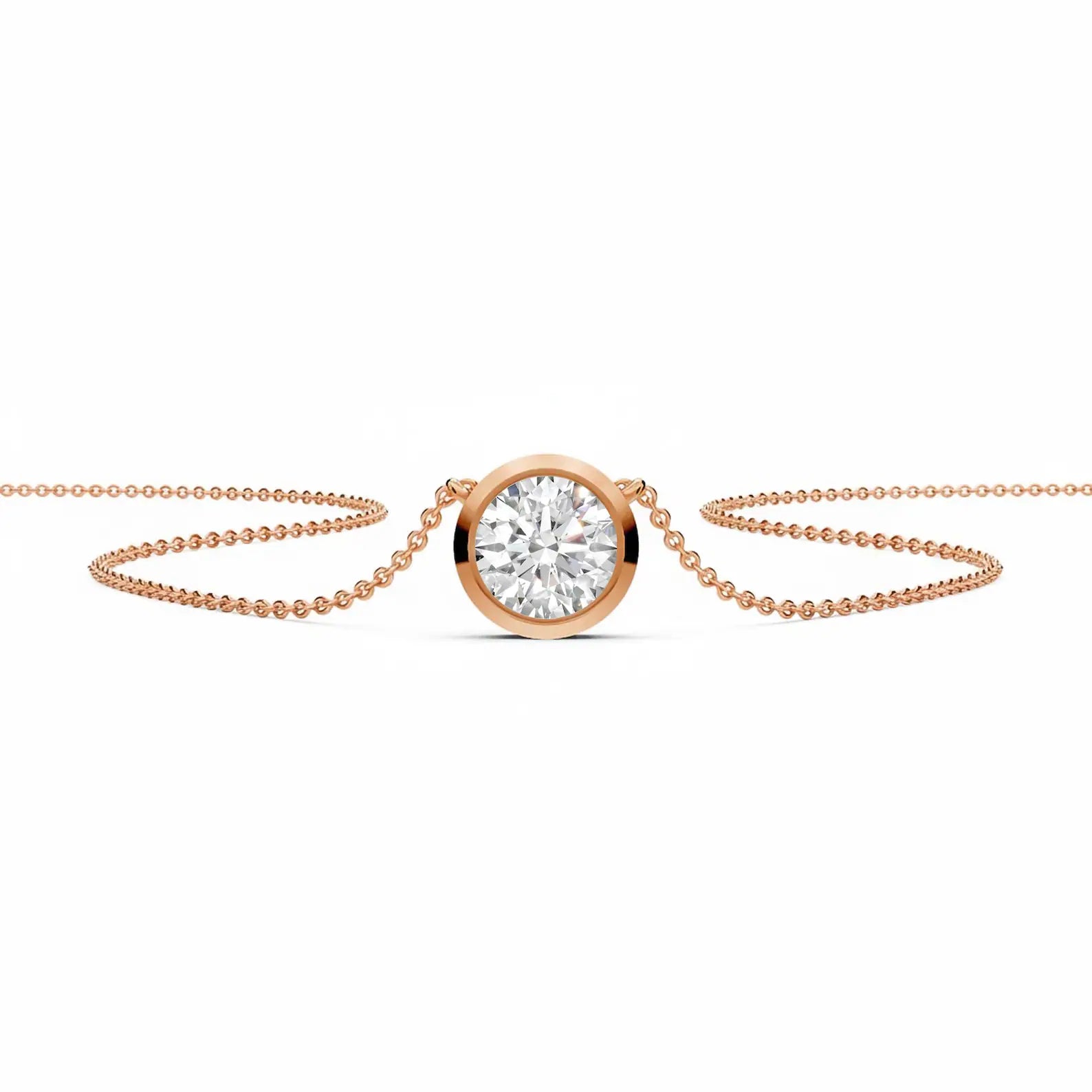 IGI Certified Lab Grown Round Diamond Solitaire Pendant Bezel Set in Solid Gold Gift For Her
