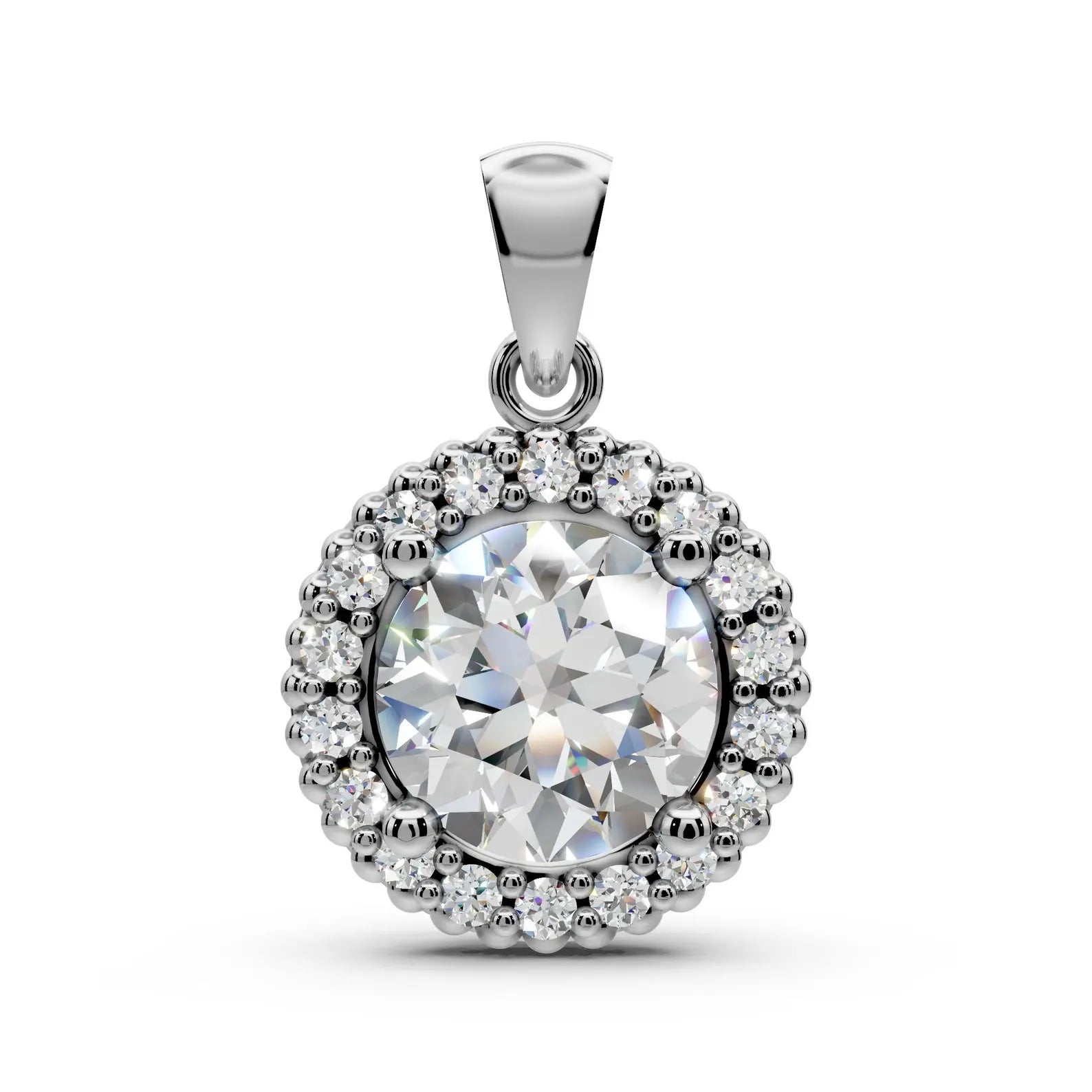 Round Cut Halo Diamond Pendant, Gold Solitaire Necklace, Lab Halo Pendant, Bridal Necklace, Gift for Her