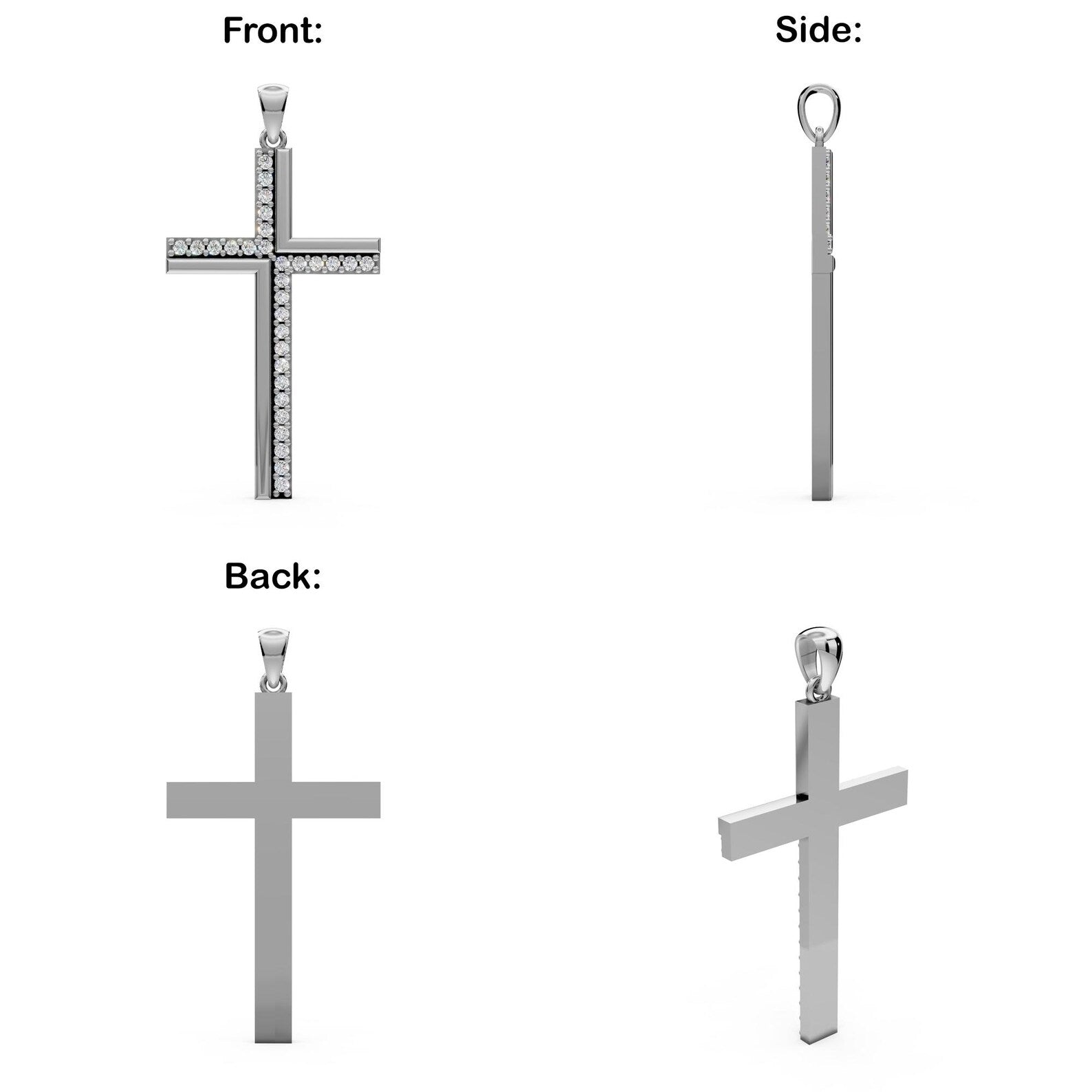 Diamond Cross Pendant White Gold Cross Necklace Lab Grown Diamond