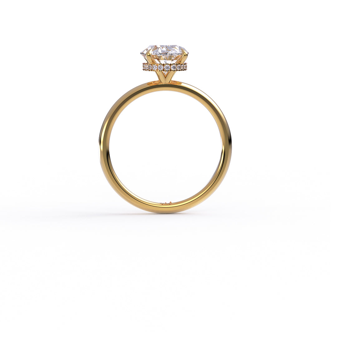 Yellow Gold IGI Certified Oval Cut Lab-Grown Diamond Hidden Halo Engagement Ring