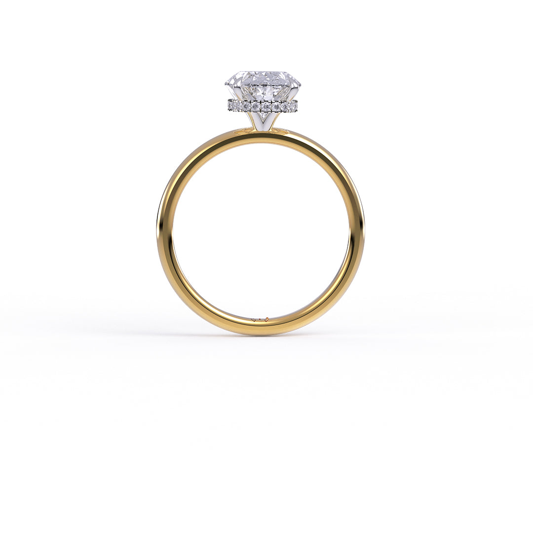 IGI Certified Oval Cut Lab-Grown Diamond Hidden Halo Two Tone Engagement Ring