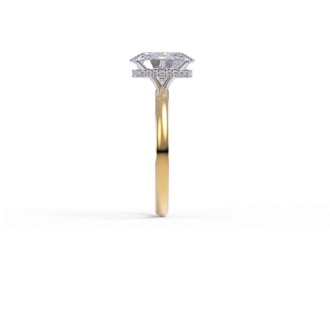 IGI Certified Oval Cut Lab-Grown Diamond Hidden Halo Two Tone Engagement Ring