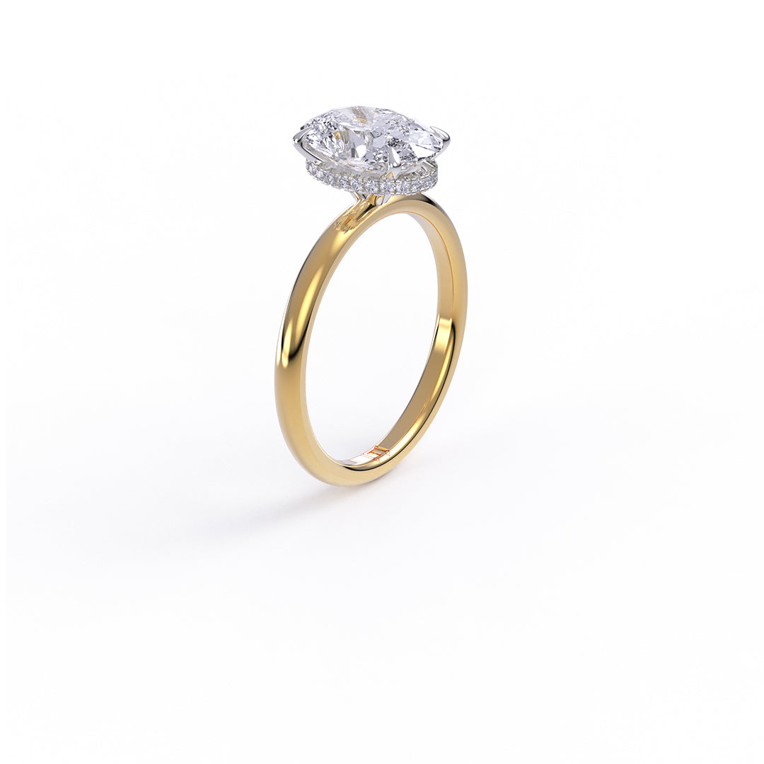 IGI Certified Oval Cut Lab-Grown Diamond Hidden Halo Two Tone Engagement Ring