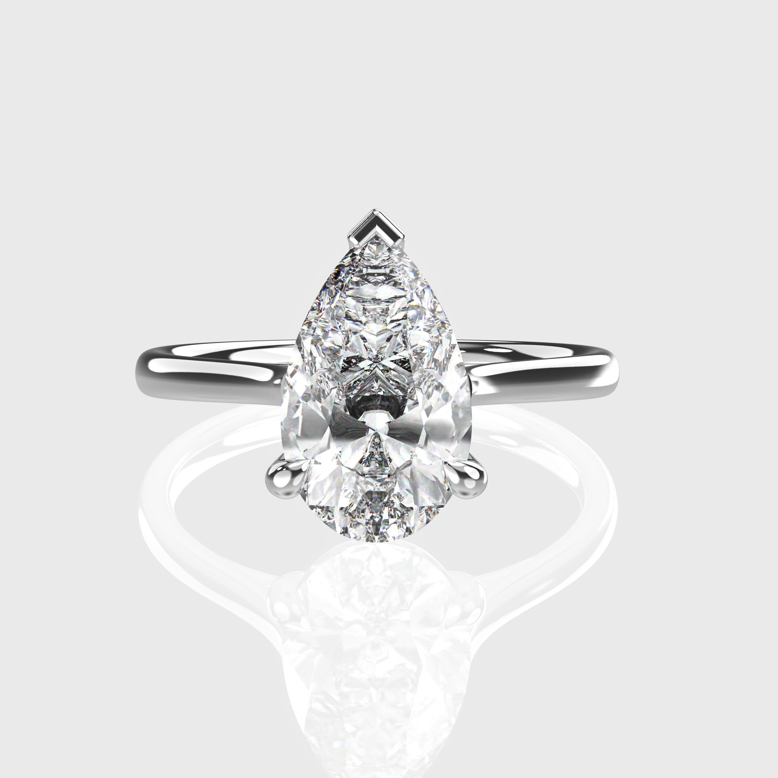 Elegant Classic Solitaire Pear-Cut Diamond Engagement Ring