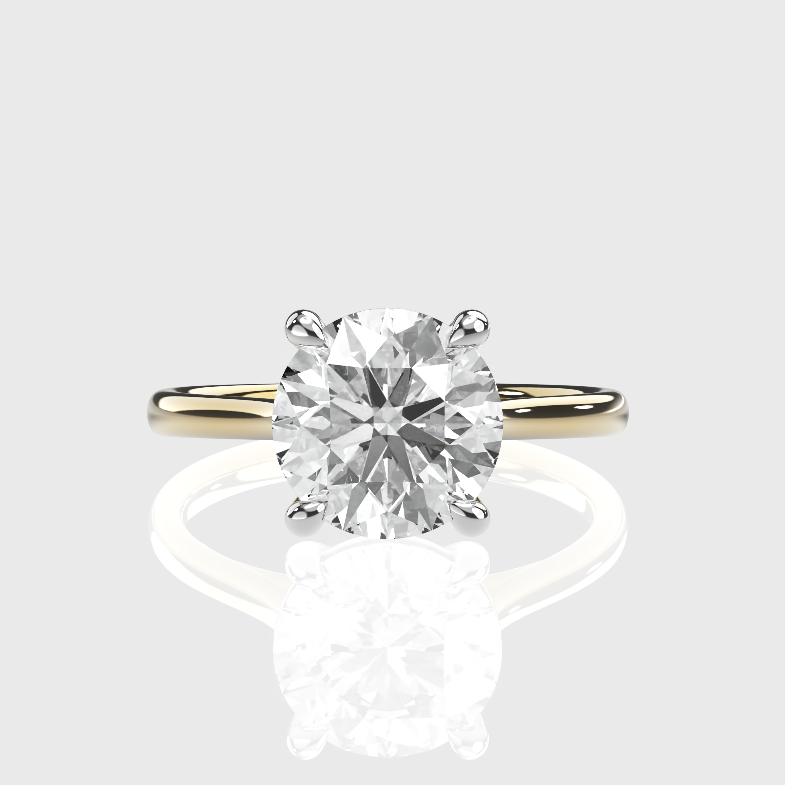 Classic Round Lab Grown Diamond Solitaire Two Tone Engagement Ring