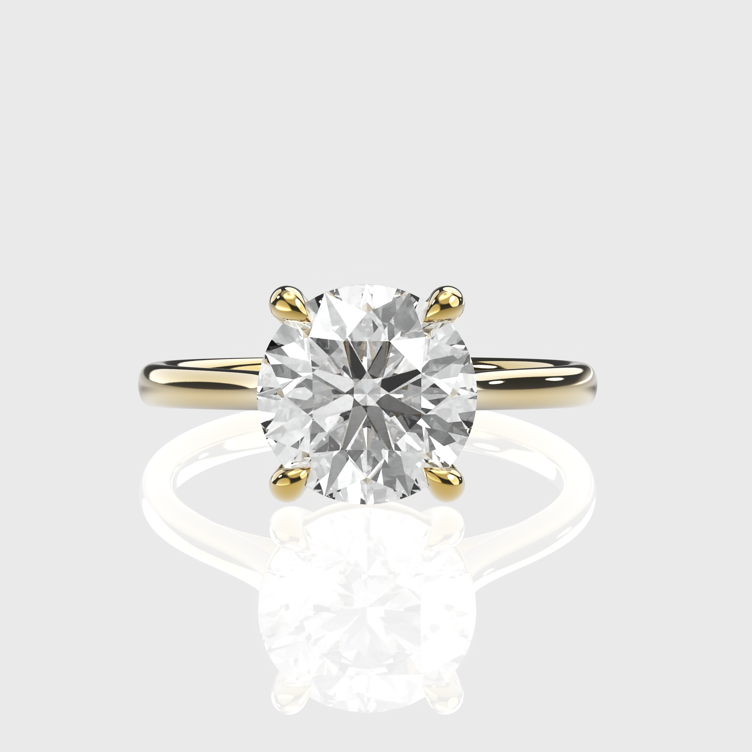 Yellow Gold Classic Round Lab Grown Diamond Solitaire Engagement Ring