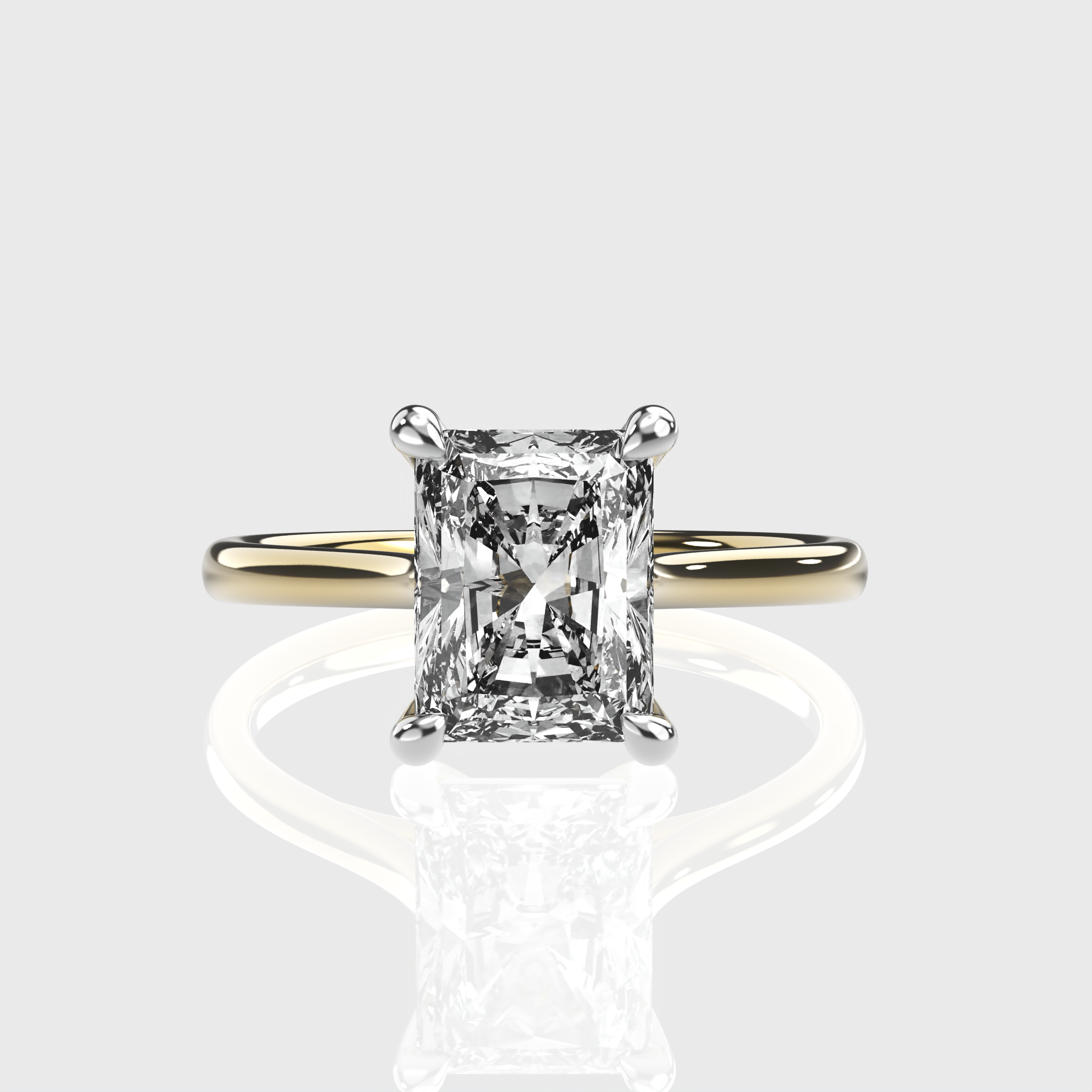 Classic Radiant-Cut Lab-Grown Diamond Two Tone Engagement Ring with Gold Design