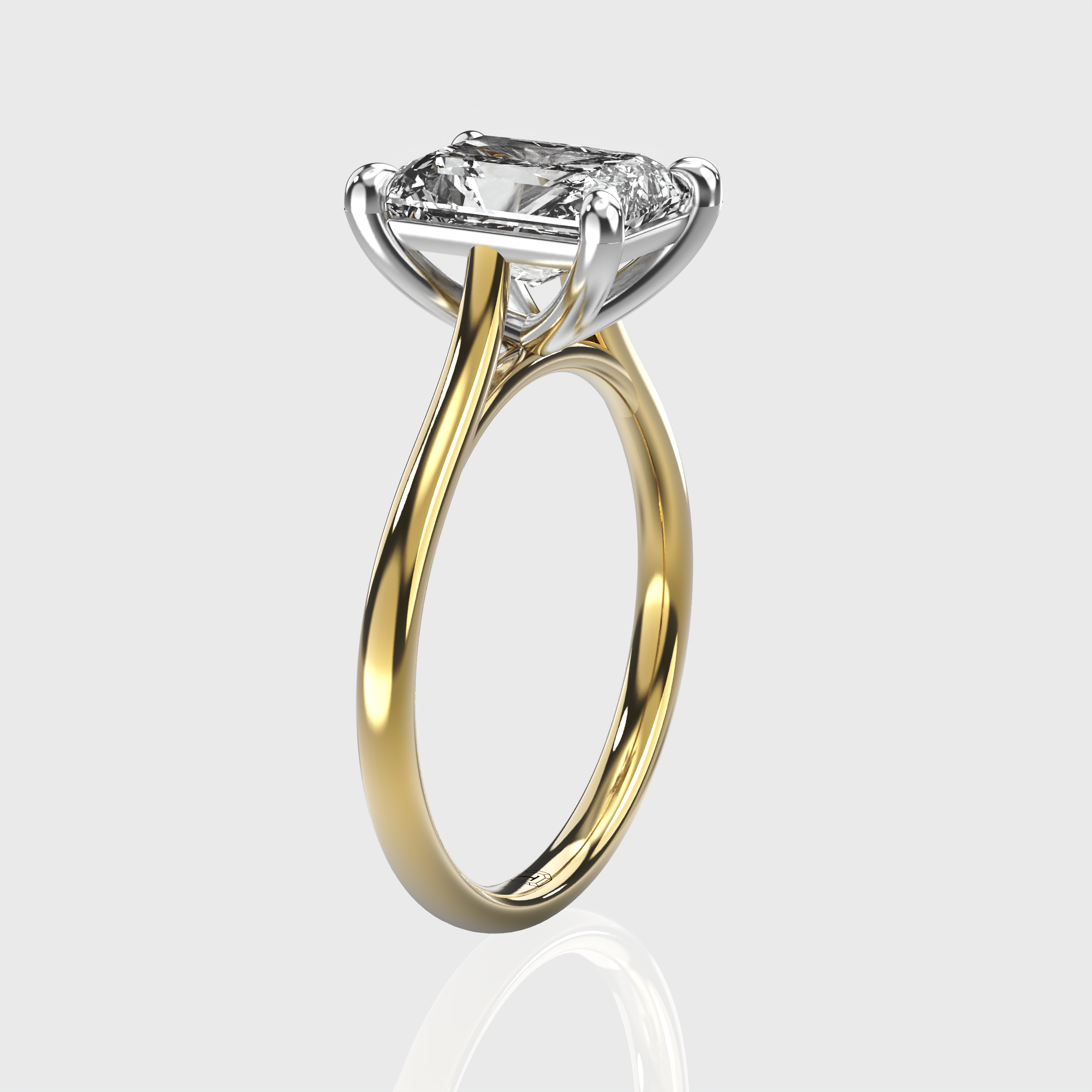 Classic Radiant-Cut Lab-Grown Diamond Two Tone Engagement Ring with Gold Design